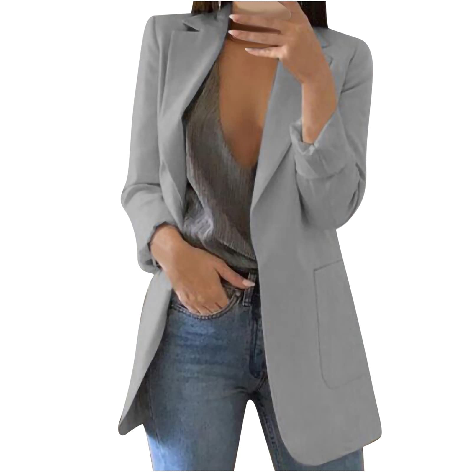 Maqroz Women's Fashion Blazers - Solid Color Windproof Trench Coat for Autumn & Spring | Office Wear Jacket & Stylish Blouse Alternative | Perfect for Business Casual, Work Attire & Outdoor Events