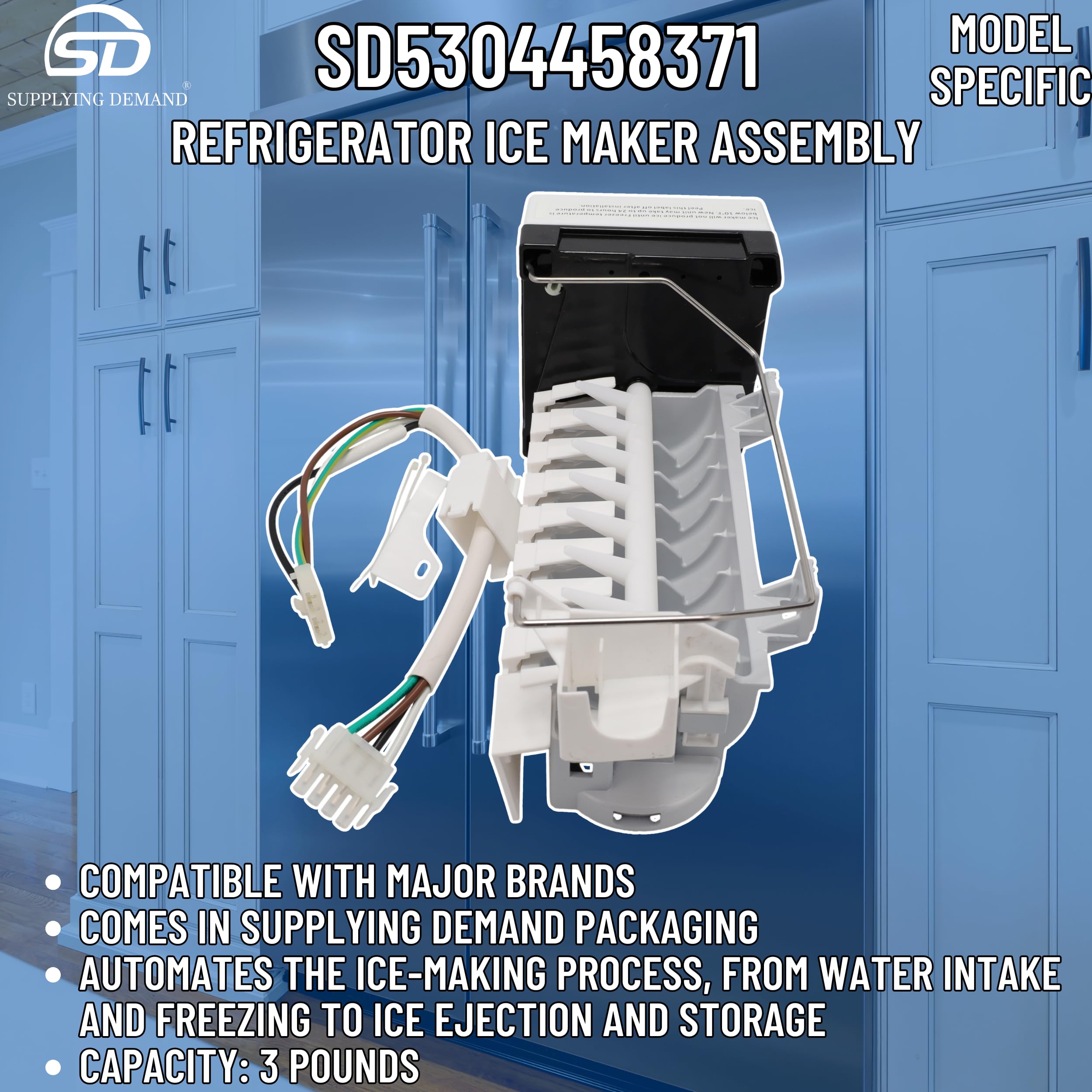 Replacement Refrigerator Ice Maker Assembly - Compatible with 1198681 & 240352407 - Perfect for Kitchen Appliance Repair & Home Maintenance