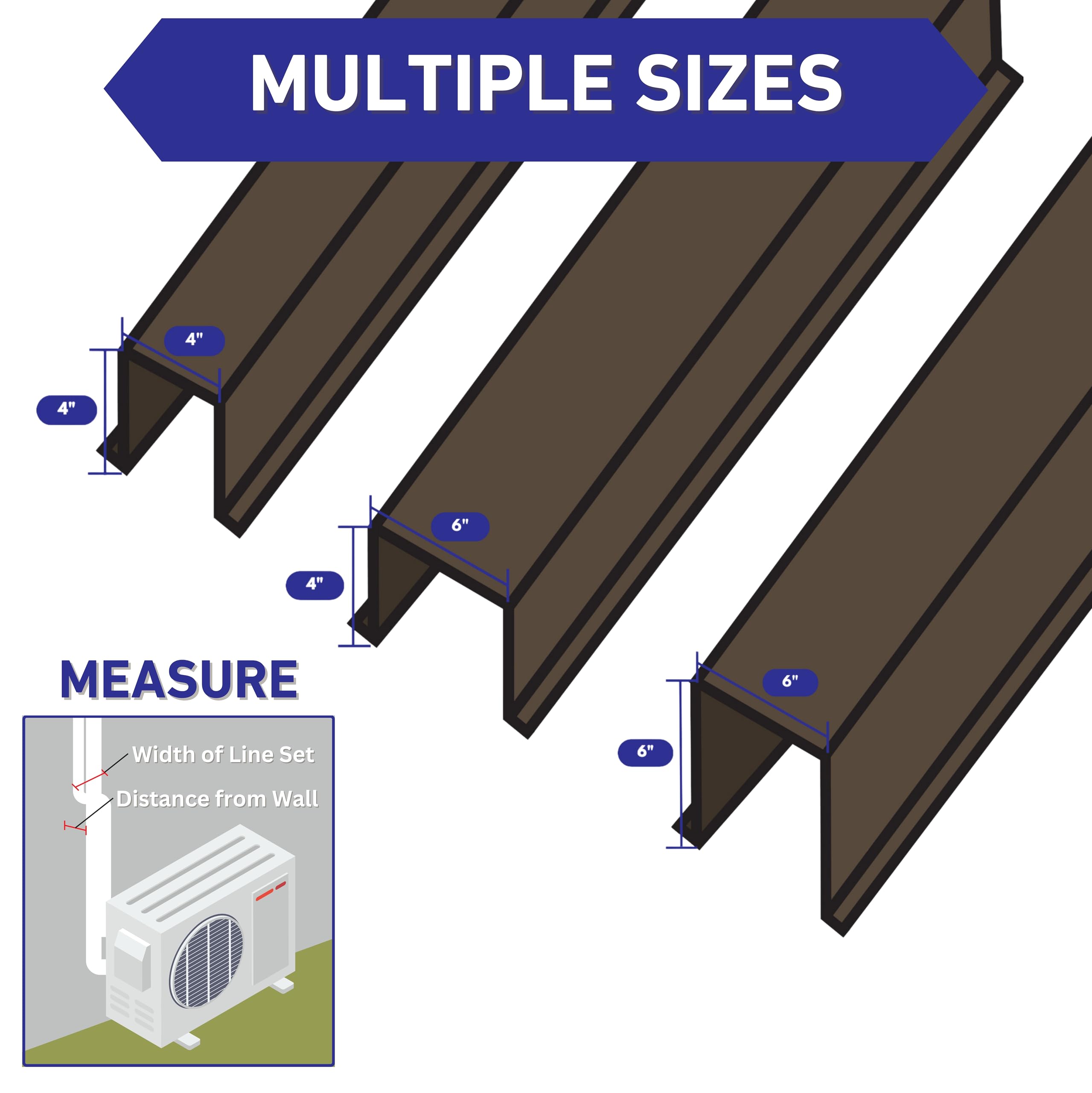 EAGLE 1 Metal Line Set Cover Kit for Mini Split & Central AC Heat Pump - 4x4 Size, Blue - Durable HVAC Protection for Indoor/Outdoor Installation