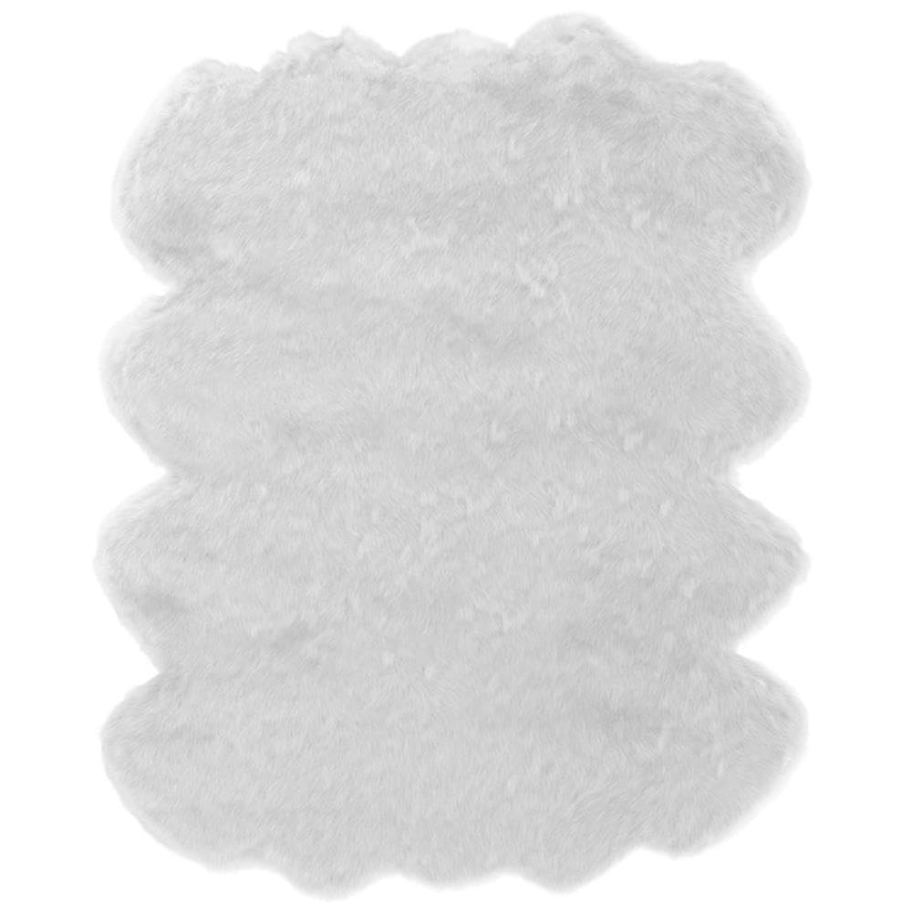 Abacasa Gloss White Acrylic and Polyester Faux Fur Area Rug - Soft Plush Shaggy Carpet for Living Room, Bedroom & Nursery Decor