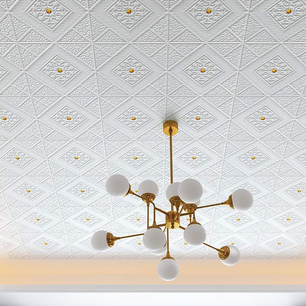 3D Brick Peel and Stick Wallpaper - 27.56x27.56 Inch Self-Adhesive PE Foam Wall Panels, Waterproof & Removable Wall Stickers for Bedroom, Living Room, Kitchen Decor - Green Rhinestone Accent - Easy DIY Home Improvement & Apartment Renovation