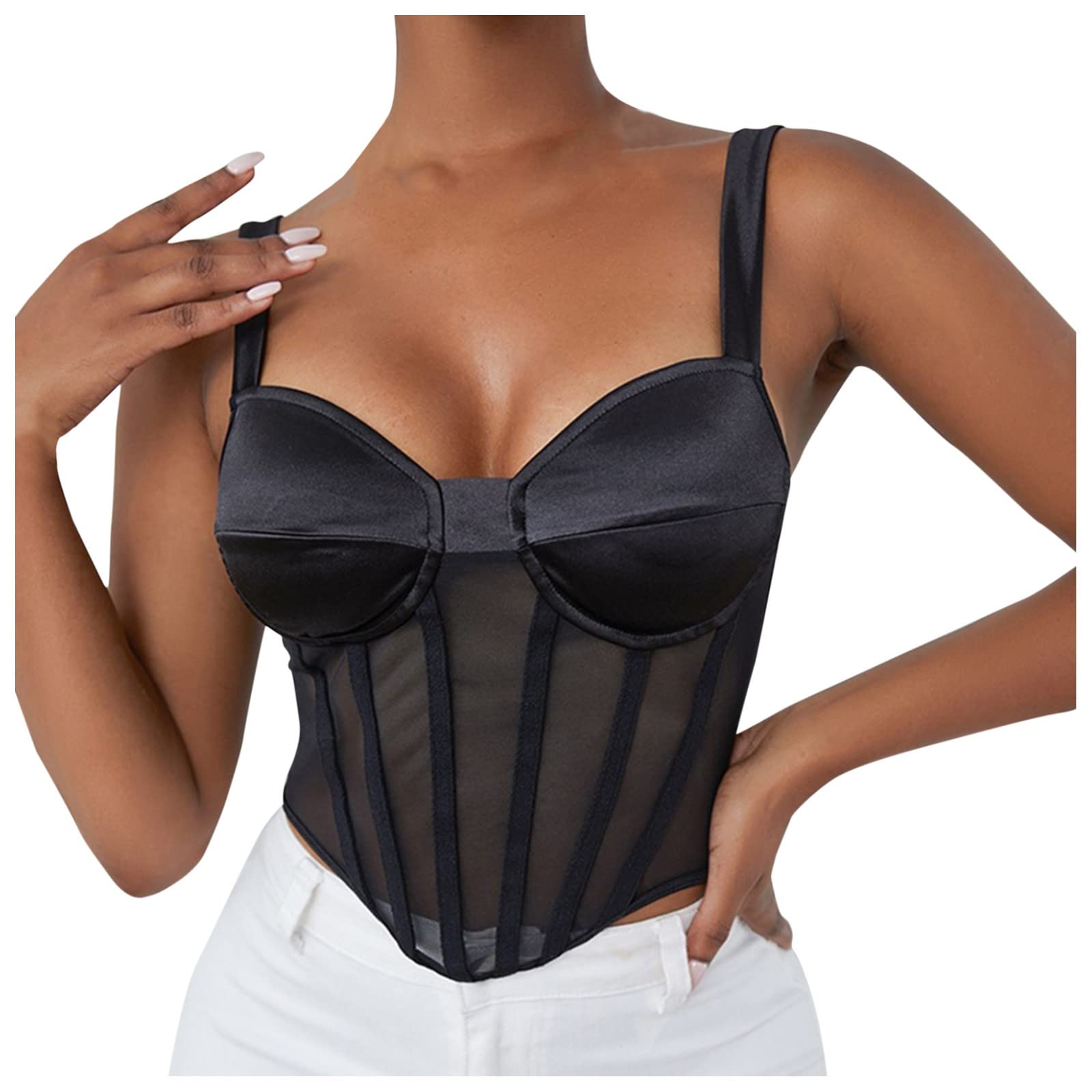 Sexy Lace Floral Bralette & Corset Set for Women - Elegant Lingerie Bra & Cami Crop Top - Perfect for Boudoir, Date Night, Maid Outfit & Special Occasions
