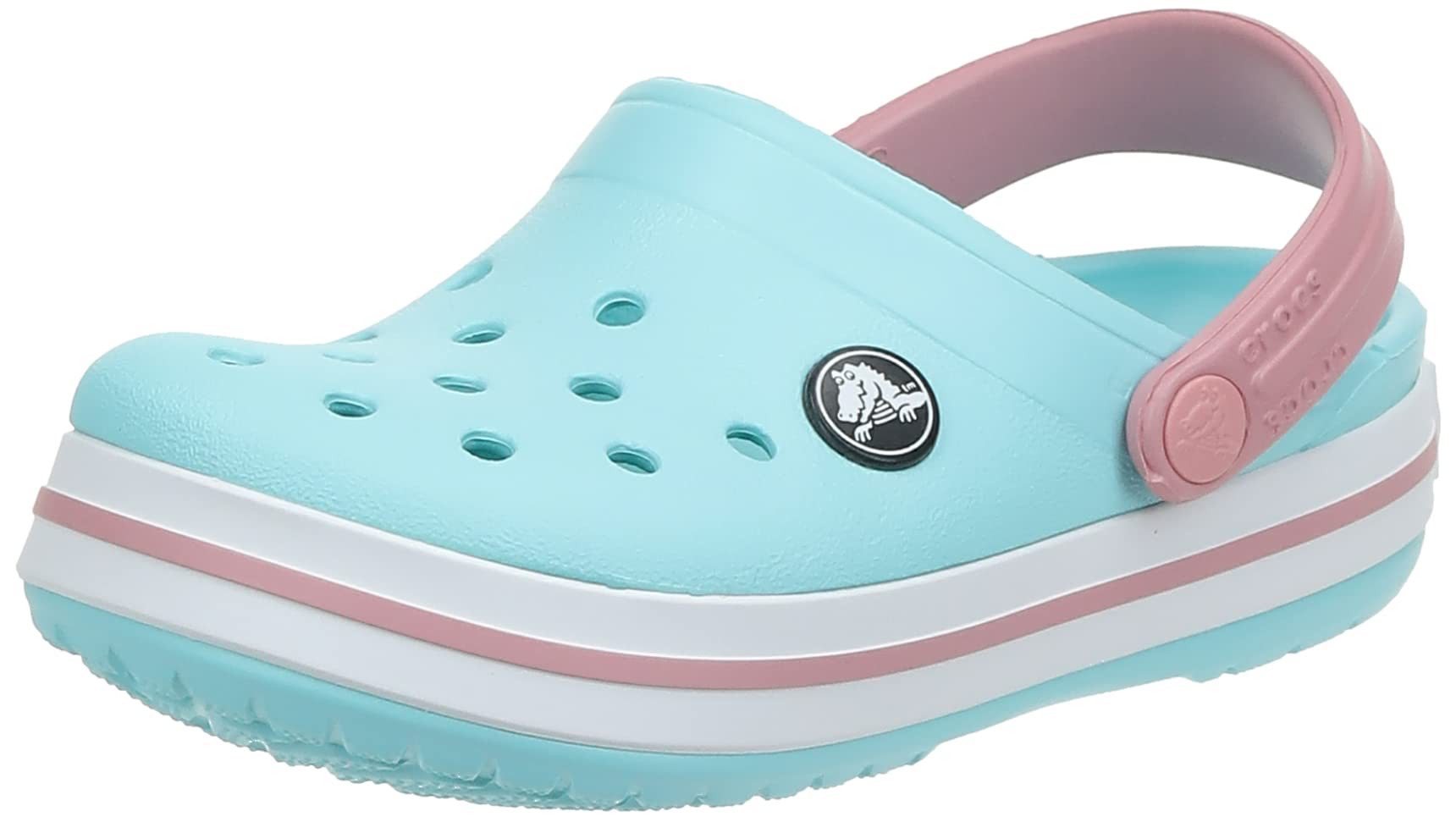 Crocs Kids' Crocband Clog - Comfortable & Lightweight Water Shoes for Boys & Girls, Ice Blue/White, Size 13 Little Kid - Perfect for Beach, Pool, and Outdoor Play