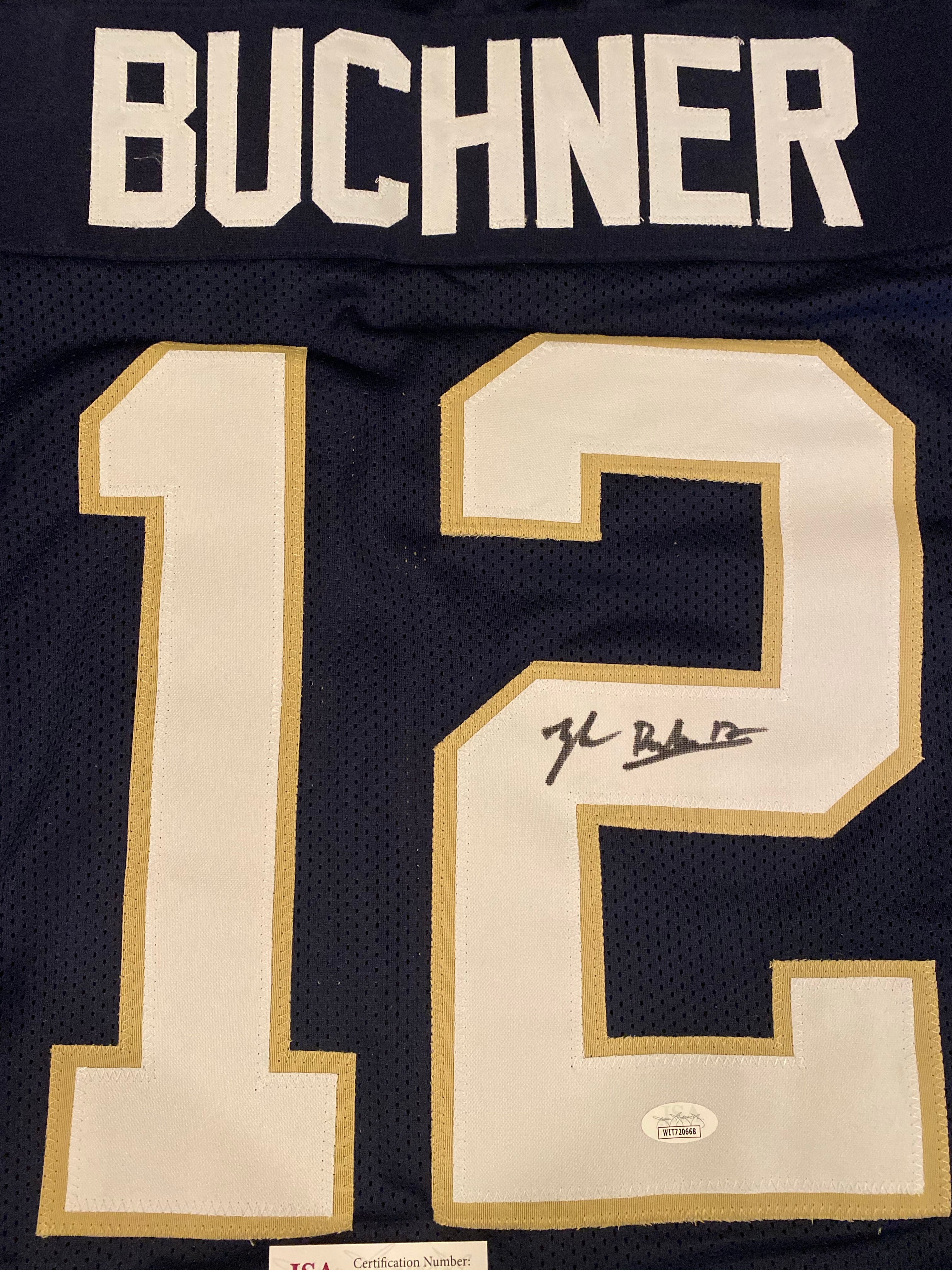 Tyler Buchner Autographed Notre Dame Fighting Irish Blue Football Jersey - Authentic Signed Collectible for Fans & Memorabilia Enthusiasts - Perfect for Display, Gifts, and Game Day