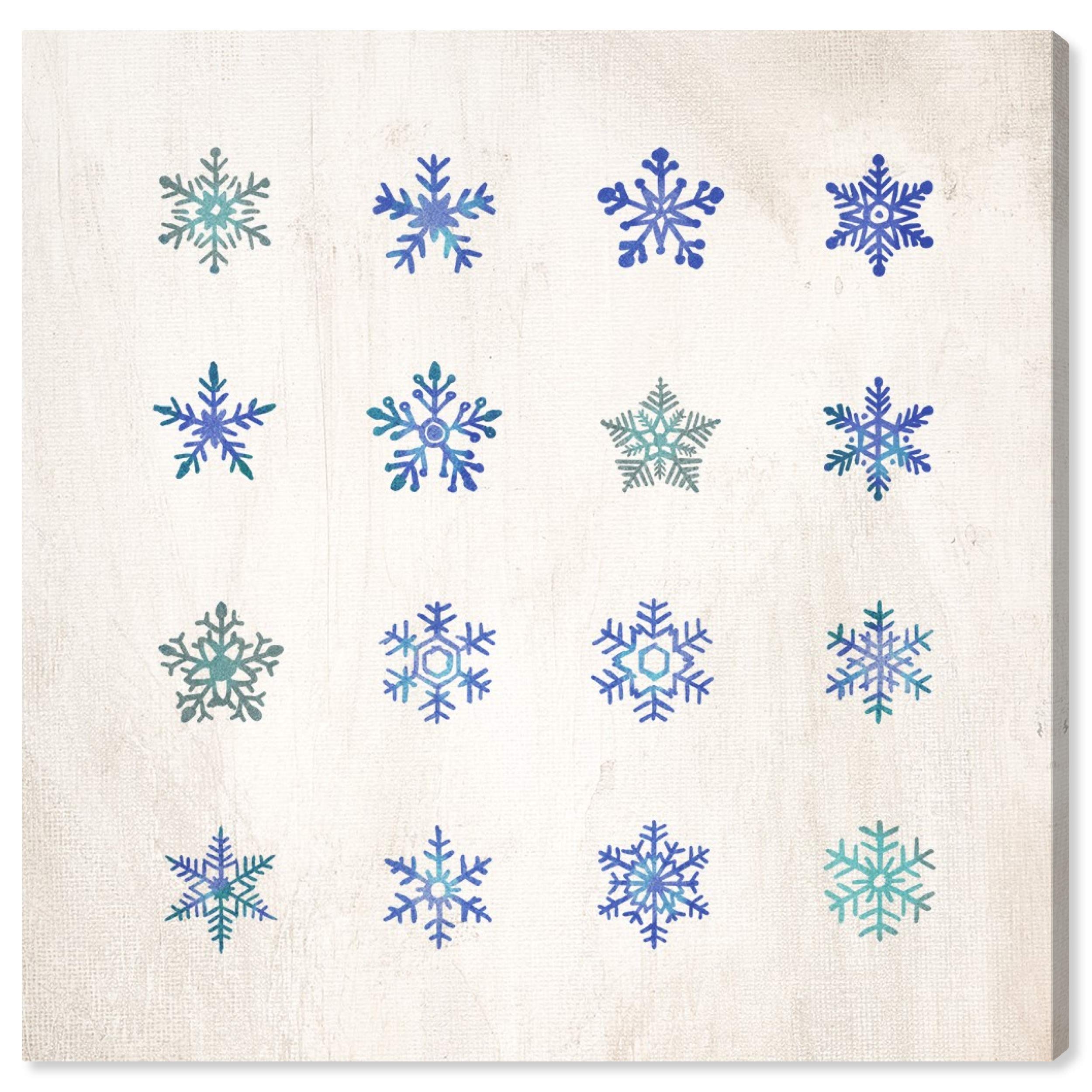 Oliver Gal Artist Co. 'Snowflakes' Holiday Wall Art Canvas Print - 12x12 Inch Blue & White Winter Home Decor - Perfect for Living Room, Bedroom & Christmas Decoration