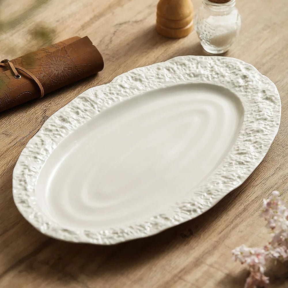 Modern Oval Serving Platter - Elegant Ceramic Appetizer Tray for Parties, Entertaining & Home Decor - Perfect for Charcuterie, Cheese, Fruits & Holiday Serving