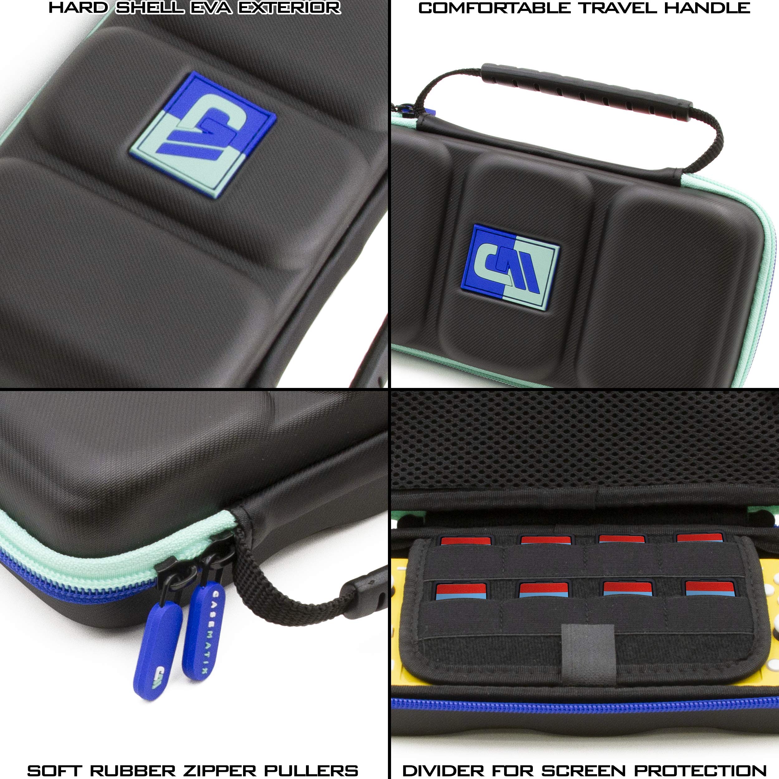 Premium Hard Shell Travel Case for Nintendo Switch Lite - Protective Carrying Case with 8 Game Slots, Non-Scratch Screen Divider & Accessory Storage | Durable Protection with Comfortable Handle for Gaming On-The-Go, Commuting & Travel Accessories