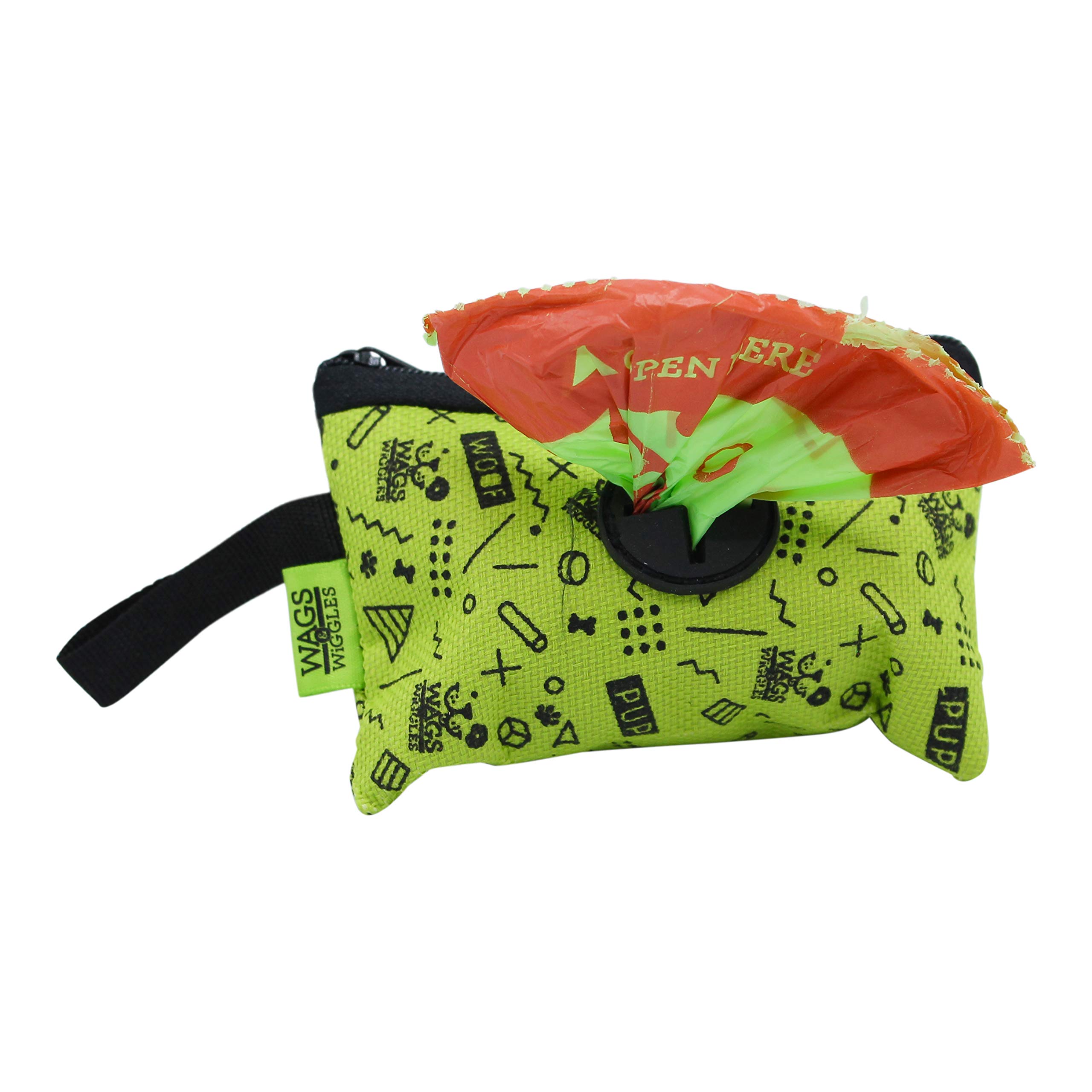 Wags & Wiggles Dog Waste Bag Dispenser with 30 Pineapple Scented Poop Bags | Leak-Proof & Durable Doggie Waste Bags | Compact & Adorable Dispenser for Walking, Hiking & Park Outings