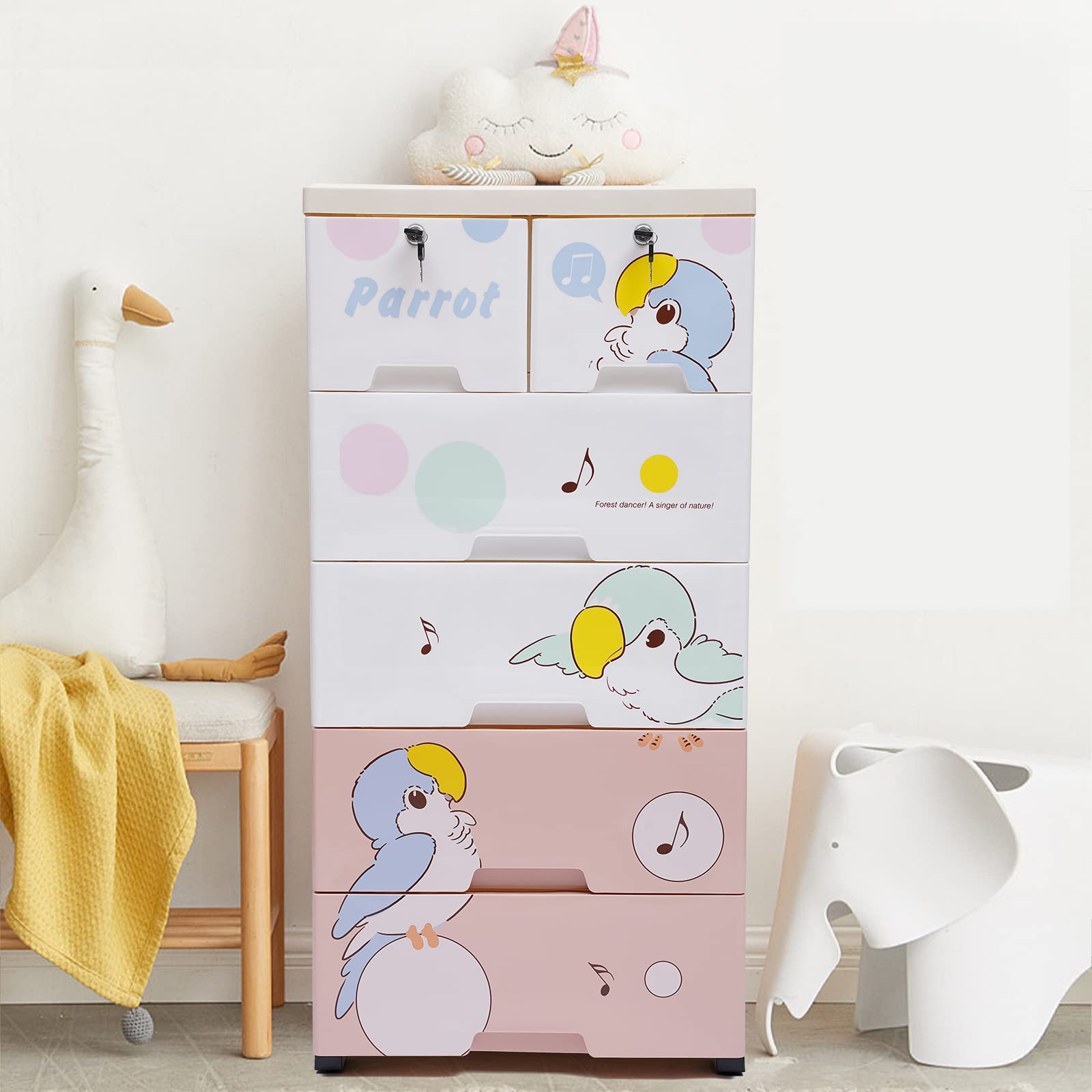 6-Drawer Plastic Storage Cabinet - Stackable Vertical Dresser Organizer for Clothes, Toys & Bedroom Essentials | Space-Saving Furniture for Closet, Playroom & Home Organization