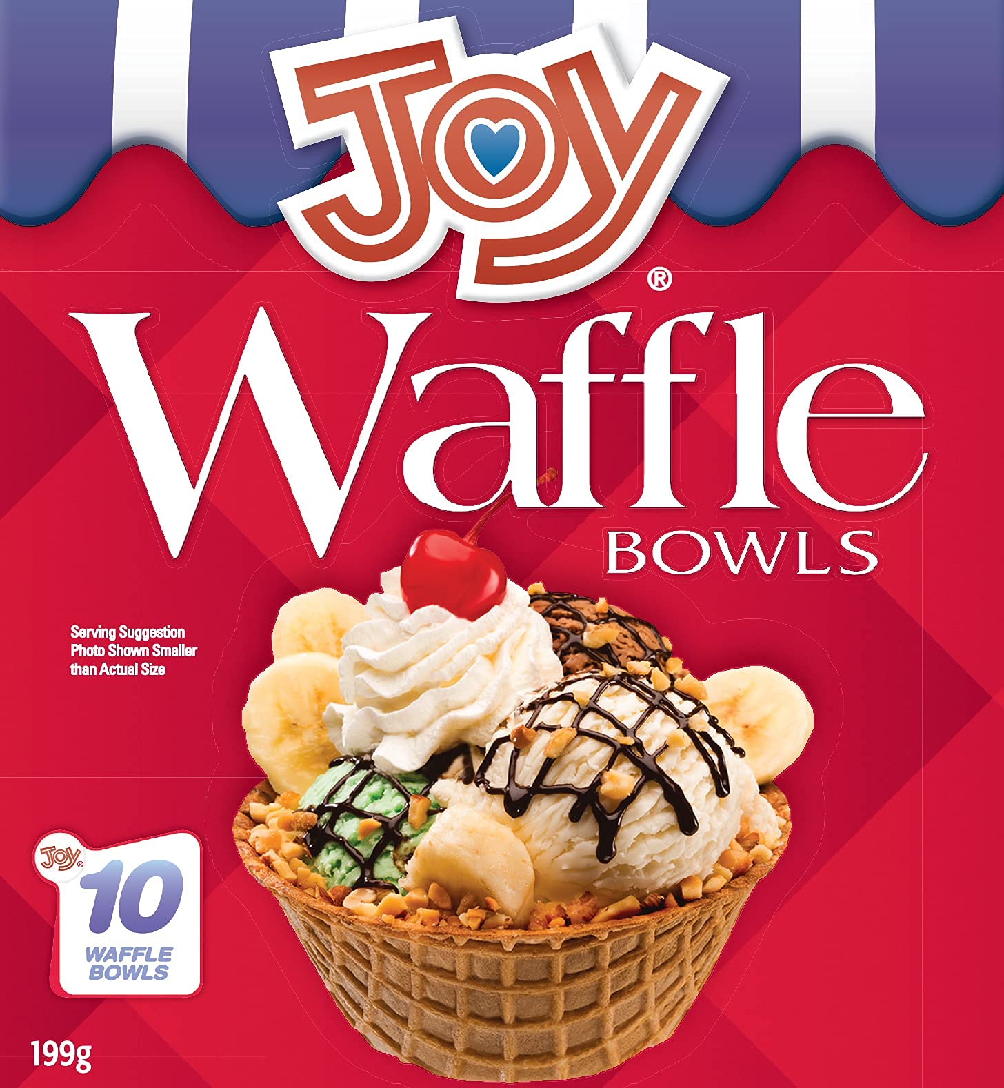 Joy Cone Waffle Bowls - 10 Count Pack of Crispy Sugar Cones for Ice Cream, Desserts & Snacks - Perfect for Sundaes, Parfaits, Fruit Cups & Party Treats