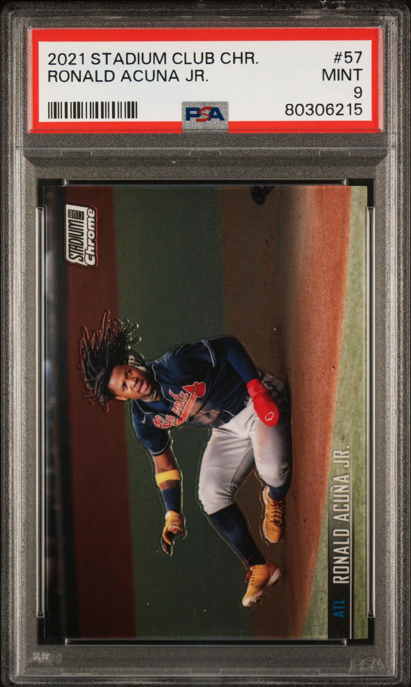 Ronald Acuna Jr. 2021 Topps Stadium Club Chrome Baseball Card #57 PSA 9 Mint - Collectible Sports Memorabilia for Baseball Fans & Card Collectors