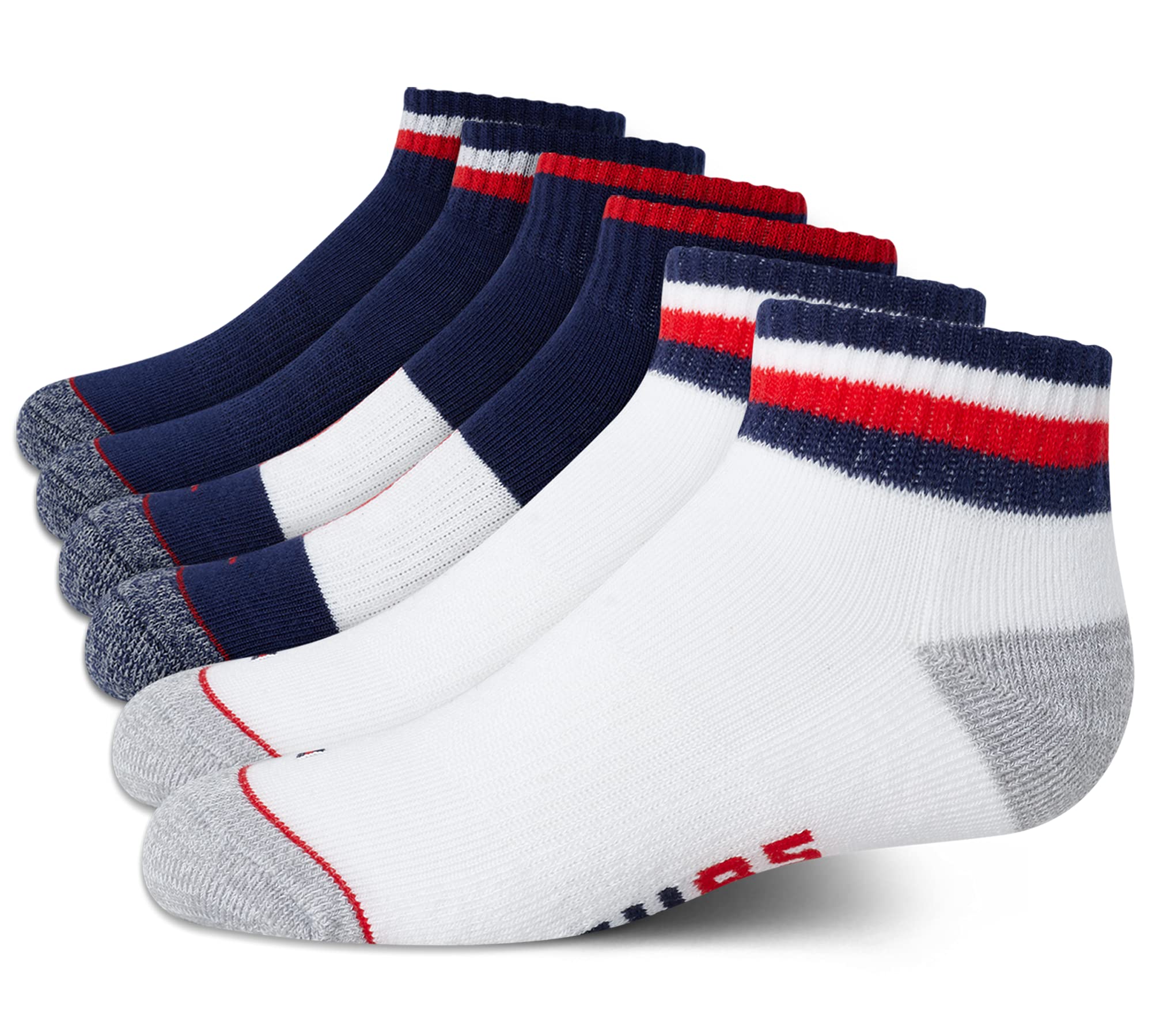 Tommy Hilfiger Boys' Athletic Socks - 6 Pack Performance Cushion Quarter Cut Ankle Socks for Running, Sports & Everyday Wear - Breathable & Comfortable Kids Socks