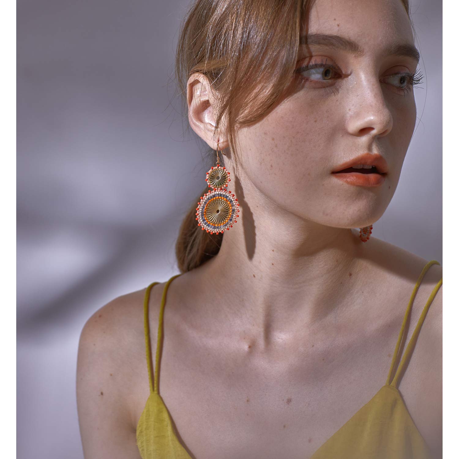 Handmade Bohemian Seed Beaded Dangle Earrings for Women – Circle Bead Drop Earrings Fashion Jewelry | Perfect for Boho Chic Outfits, Festivals & Casual Wear