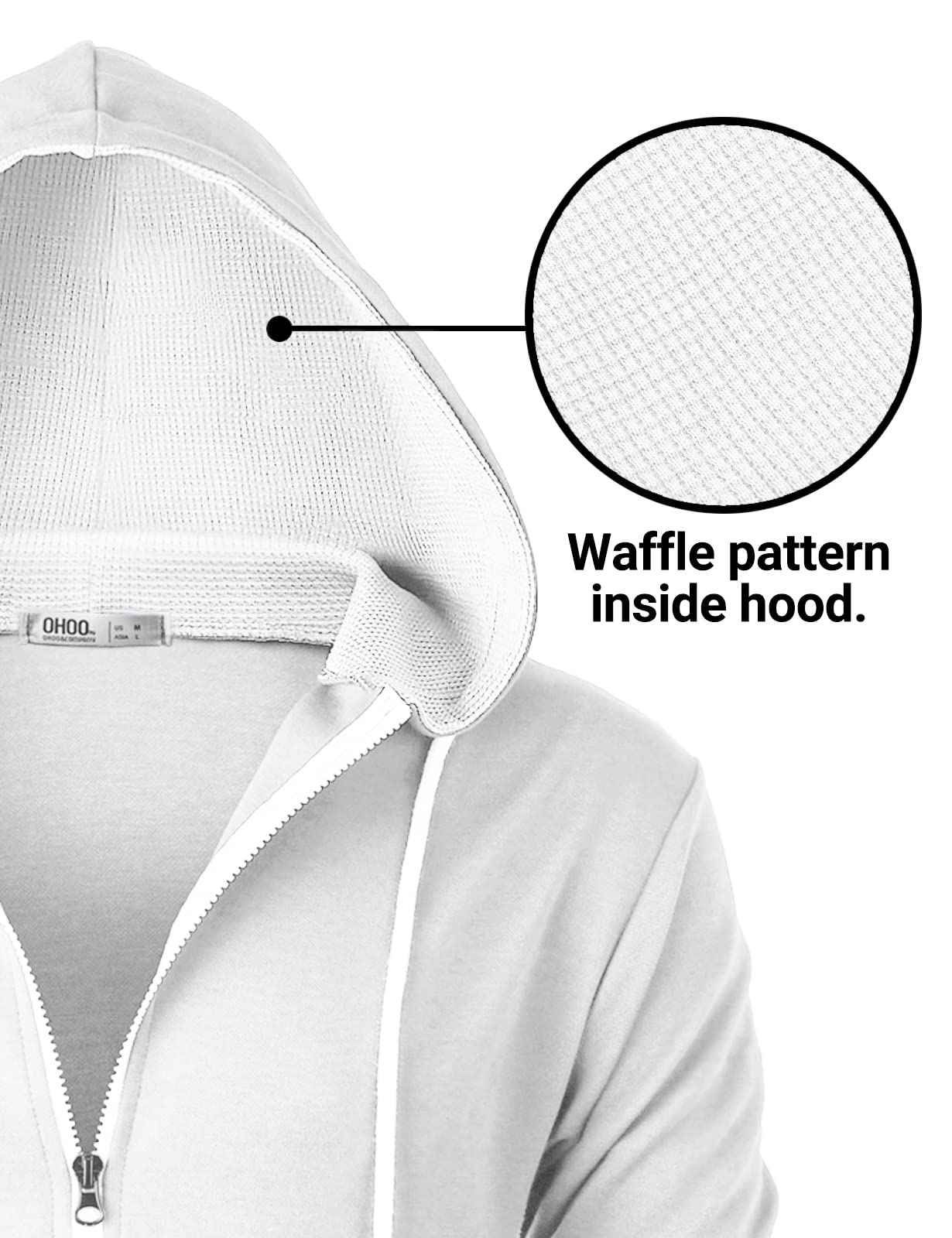 Men's Slim Fit Lightweight Zip-Up Hoodie with Kangaroo Pocket - Waffle Knit Long Sleeve Pullover for Casual Wear, Outdoor Activities & Layering