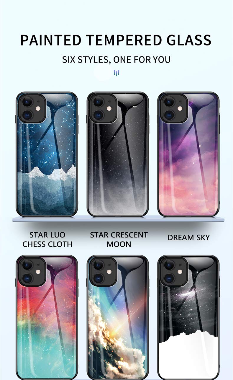 Starry Sky Pattern Soft Silicone TPU Shockproof Phone Case with 360° Full Body Protection & Gradient Tempered Glass - Compatible with iPhone 6/6s/7/8 Plus/X/XS/XR/11/11 Pro/12 Mini/12 Pro Max - Perfect for Nighttime Stargazing & Outdoor Adventures