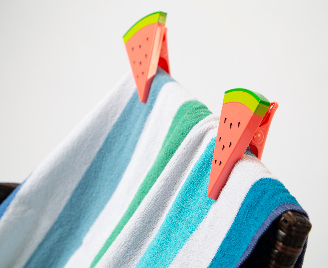 Waterproof Beach Towel Clips - Non-Slip Sandproof Towel Holders for Pool, Lounge Chair & Outdoor Use - Cute Watermelon Design Summer Essentials