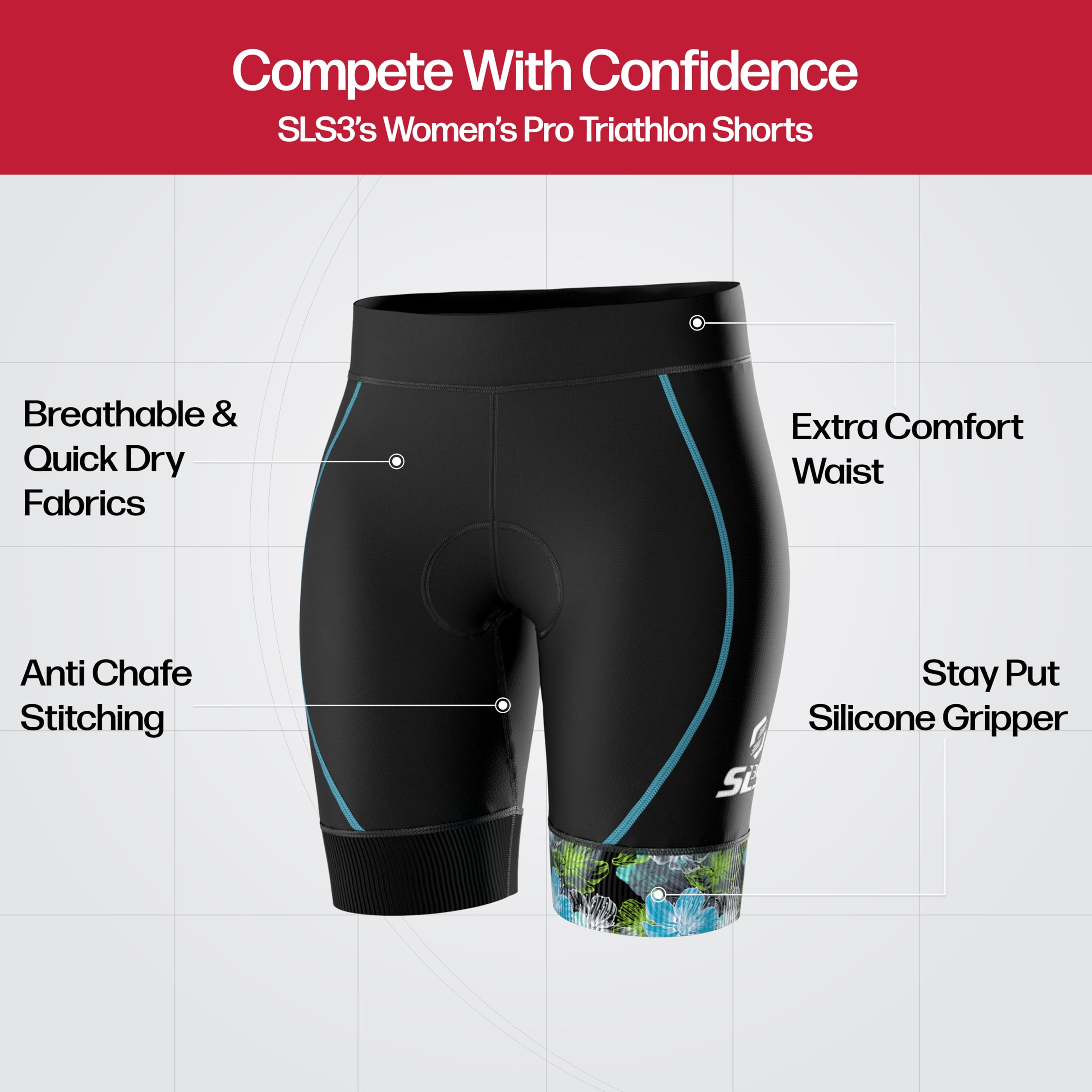 Women's Triathlon Shorts - Premium FX Fabric, Comfortable & Durable for All Abilities - Ideal for Swimming, Cycling & Running Training
