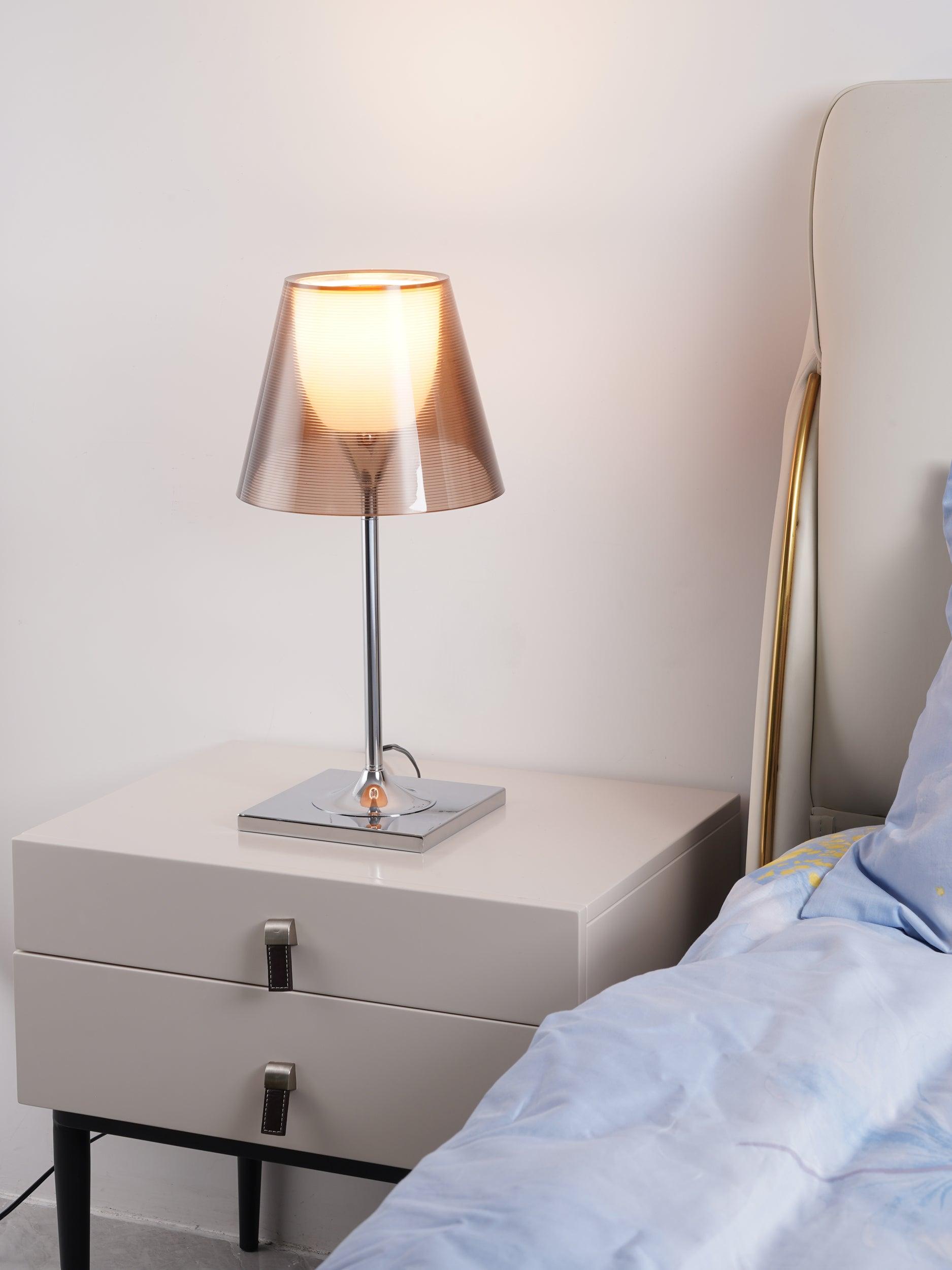 Chrome Prism Table Lamp - Modern LED Nightstand Light for Bedroom, Living Room, Office - Dimmable & Energy Efficient Decorative Lighting