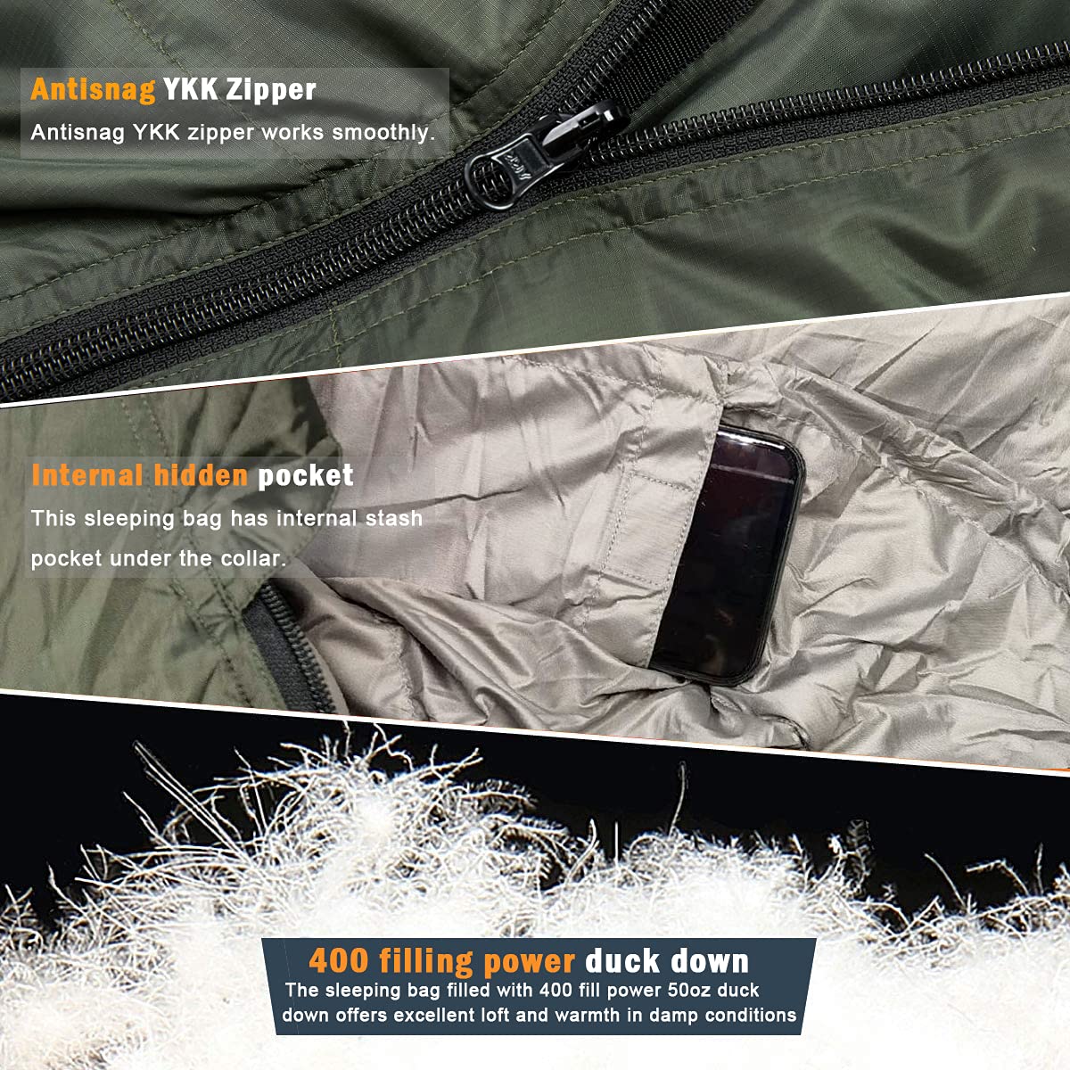 Ultra-Light Goose Down Mummy Sleeping Bag for Camping & Backpacking - All-Season, Compressible, -13°F Extreme Cold Weather Protection, Waterproof & Breathable - Perfect for Winter Hiking, Alpine Expeditions and Outdoor Adventures