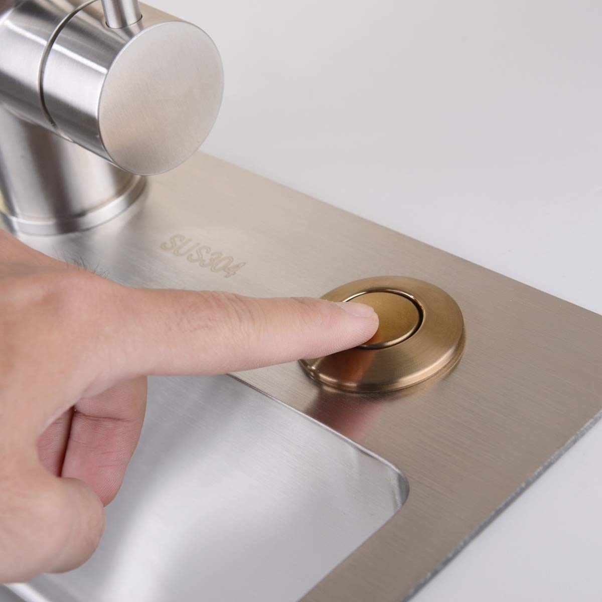 Premium SinkTop Garbage Disposal Air Switch Kit with Long Button - Champagne Bronze Finish (Brass Cover) | Easy Waste Disposal Control for Kitchen Sinks | Perfect for Modern Homes & Restaurants