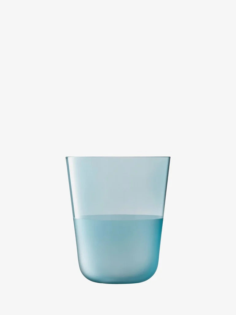 LSA Arc Contrast Tumbler Set of 2 - Sky Blue Glass Cups for Cocktails, Iced Coffee & Smoothies - Elegant Drinkware for Home Bar, Restaurant & Outdoor Entertaining