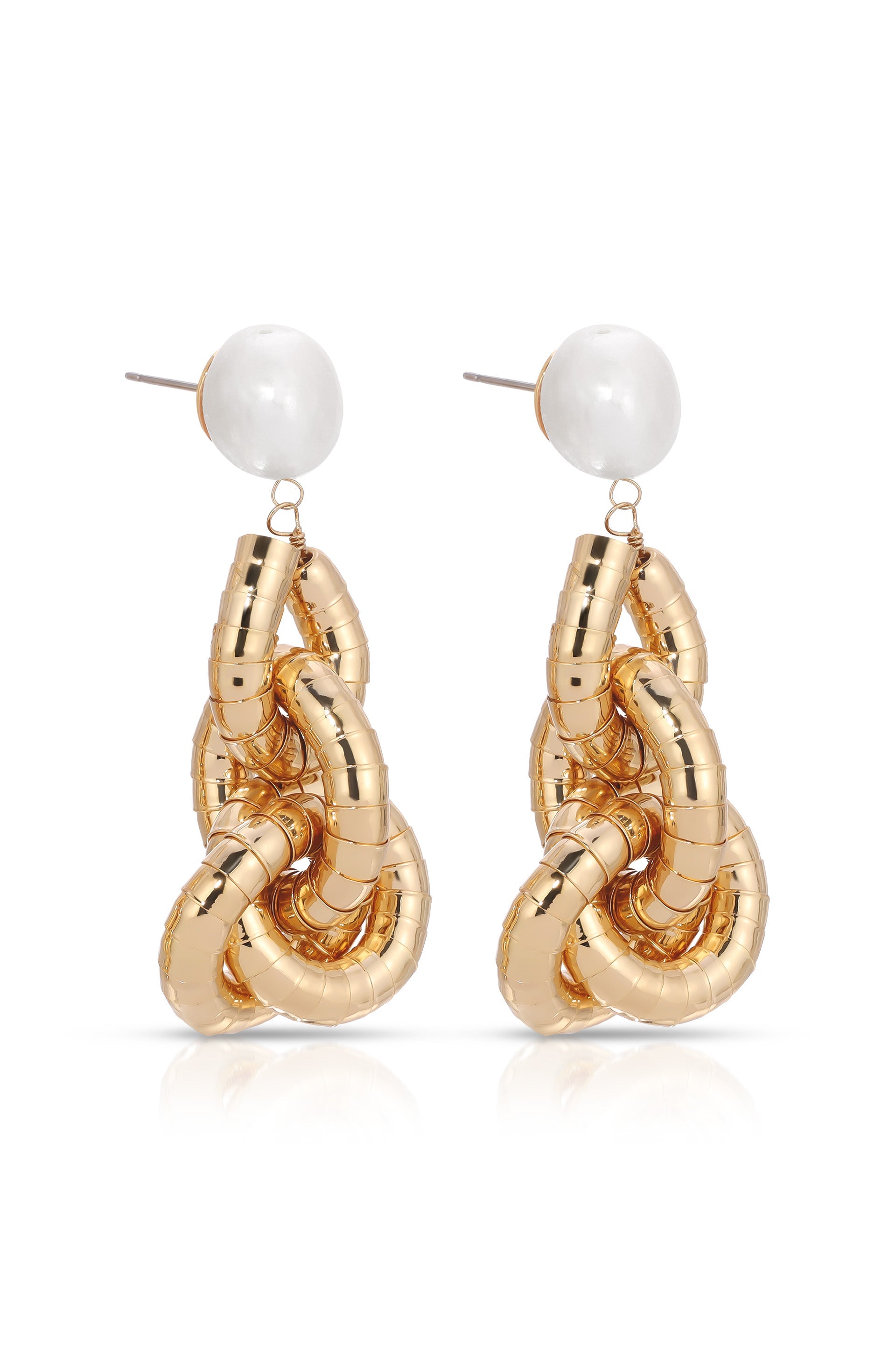Liquid Gold Pearl Drop Earrings for Women - 14K Gold Plated Dangle Earrings with Freshwater Pearls - Perfect for Weddings, Parties & Special Occasions