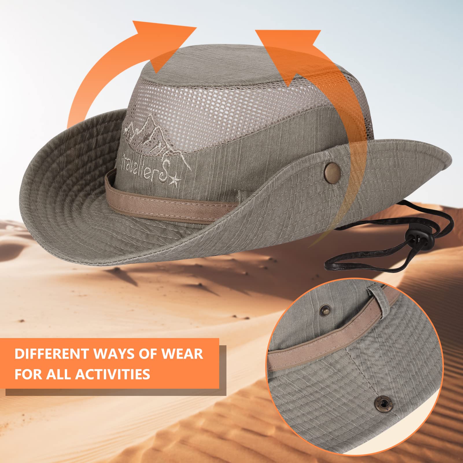 UPF 50+ Sun Hat for Men & Women - Wide Brim Fishing Bucket Hat with Neck Flap, Safari Boonie Hat for Outdoor Activities, Beach, Hiking, and Travel