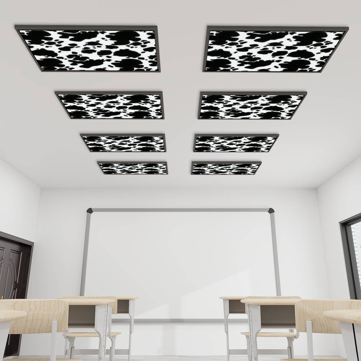 Cow Print Fluorescent Light Covers - 4x2 ft Abstract Seamless Ceiling Light Panels for Classroom, Office & Home Decor - DIY Printing & Cutting Crafts - Brighten Spaces with Unique Lighting Accents