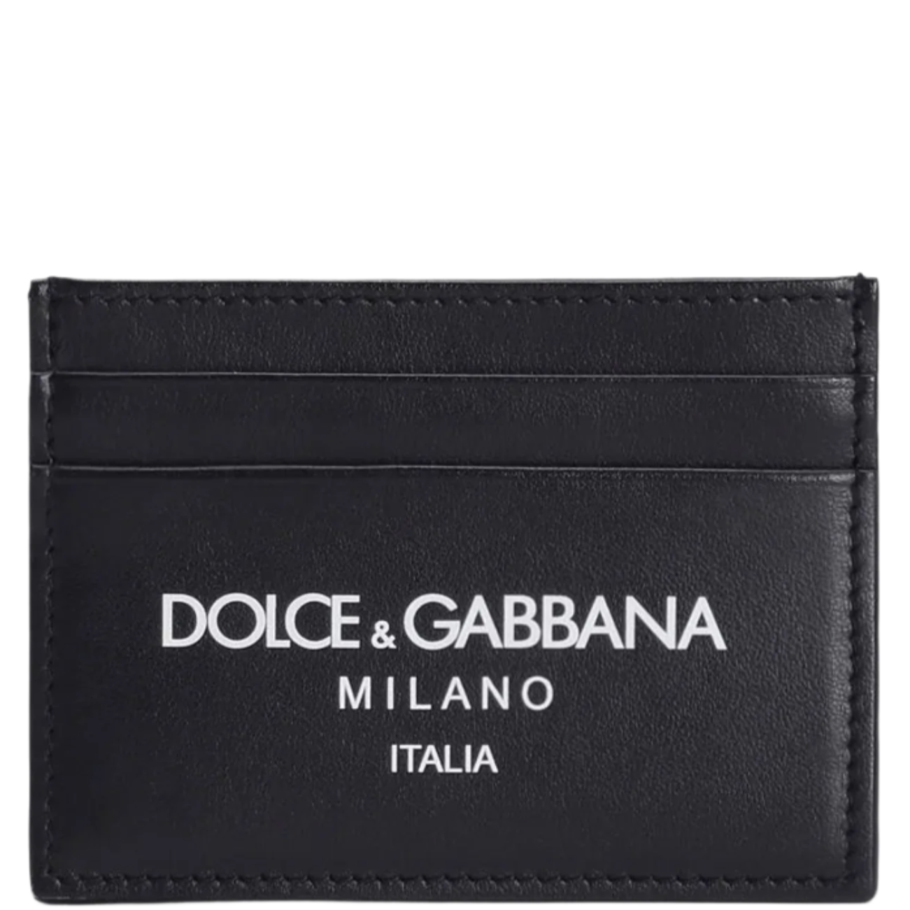 Dolce & Gabbana Men's Navy Blue Leather Logo Credit Card Holder - Slim Wallet for Business & Travel