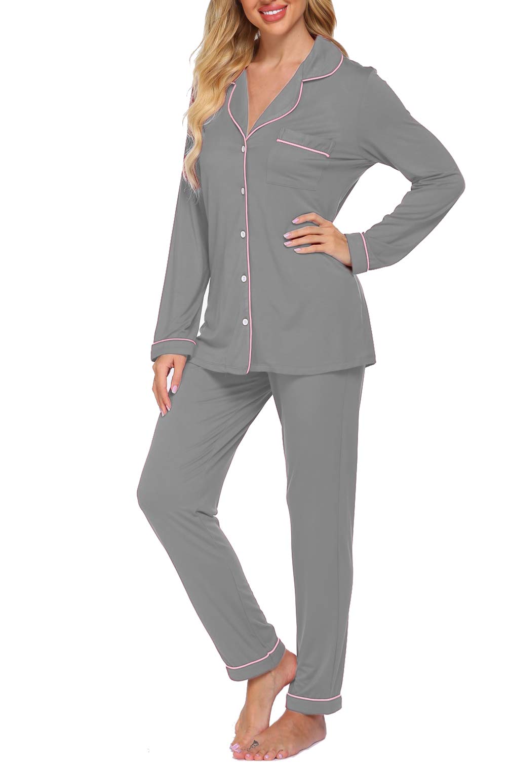 Women's Soft Long Sleeve Pajama Set - Button Down Sleepwear & Lounge Pjs for Cozy Nights at Home | Perfect for Winter, Sleepovers and Relaxing Evenings