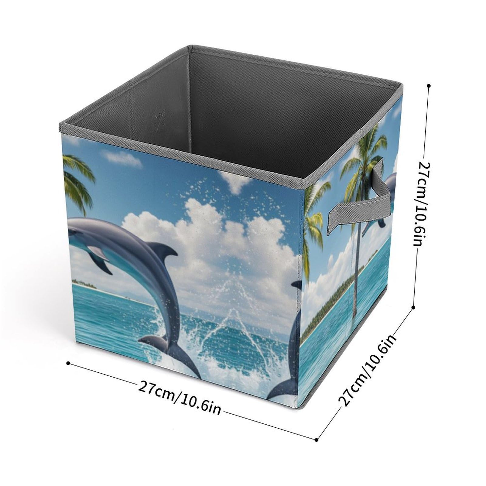 Dolphin & Palm Tree Collapsible Storage Bin - 10.6