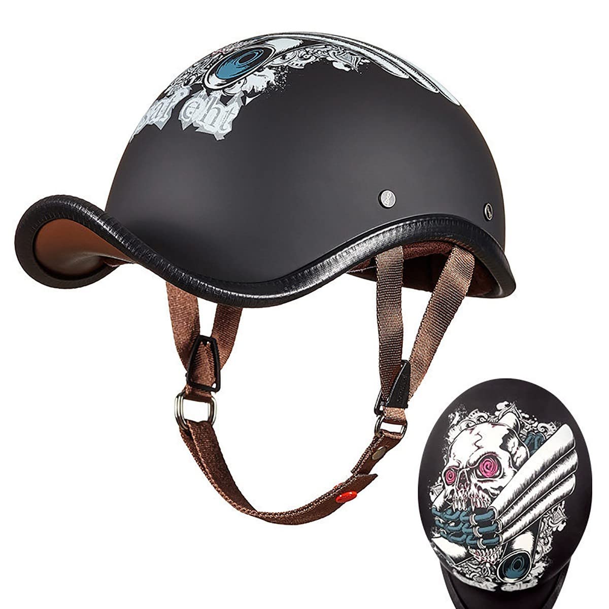 Vintage Retro Half Motorcycle Helmet for Adults - Open Face Baseball Cap Style Half Helmet for Men, Size XL (61-62CM) - Perfect for Cruiser, Chopper & Classic Bike Riders