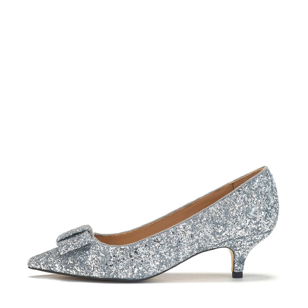 Jacqueline Glitter Silver Heels - Women's Sparkly Party Shoes for Evening Events, Weddings & Special Occasions