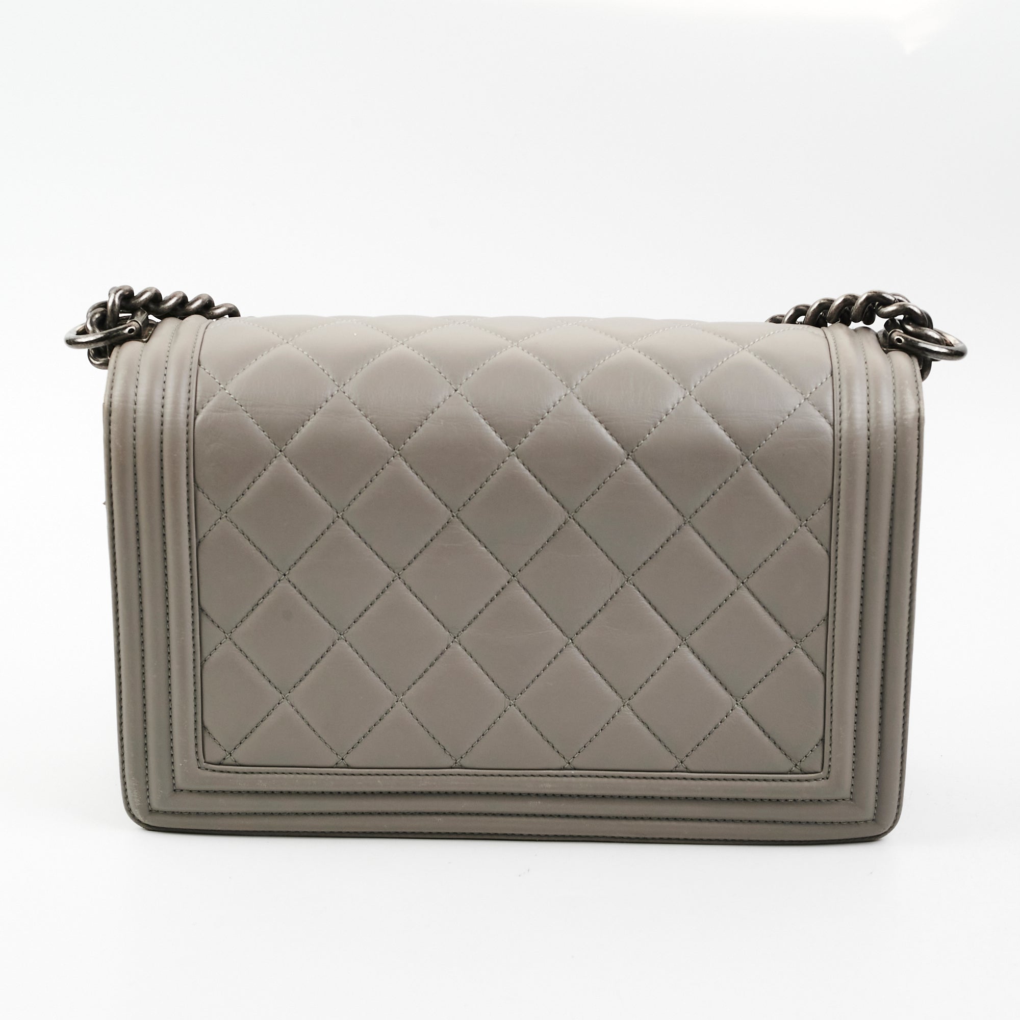 Chanel New Boy Lambskin Grey Leather Handbag - Luxury Designer Crossbody Bag for Women | Perfect for Evening Parties, Date Nights & Special Occasions