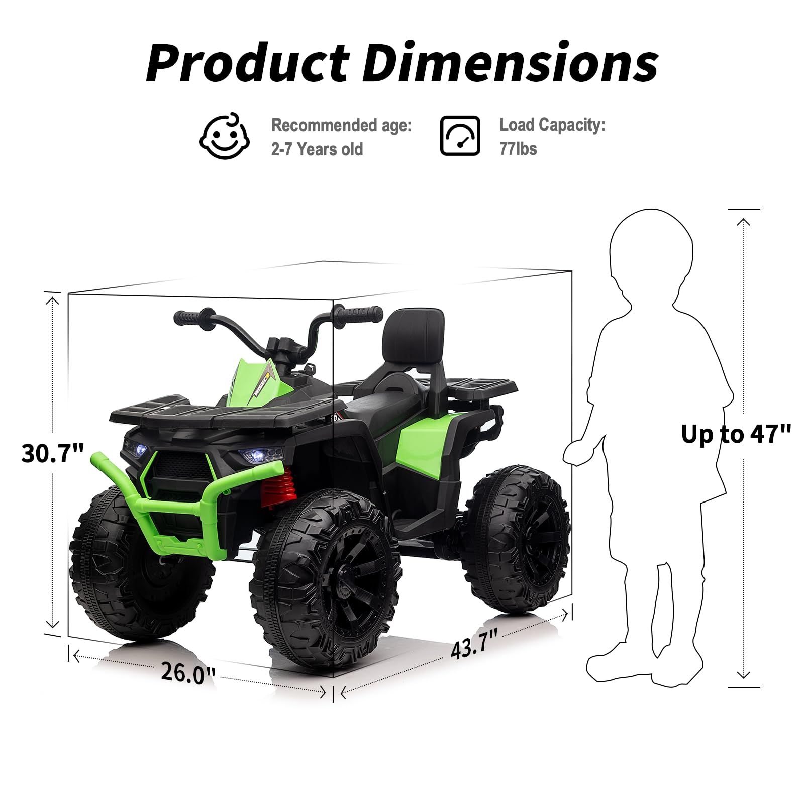 24V Kids ATV 4 Wheeler - 400W Motor Electric Ride-On Toy Car for Big Kids, 2 Seater in Green | Outdoor Adventure & Backyard Fun for Boys & Girls