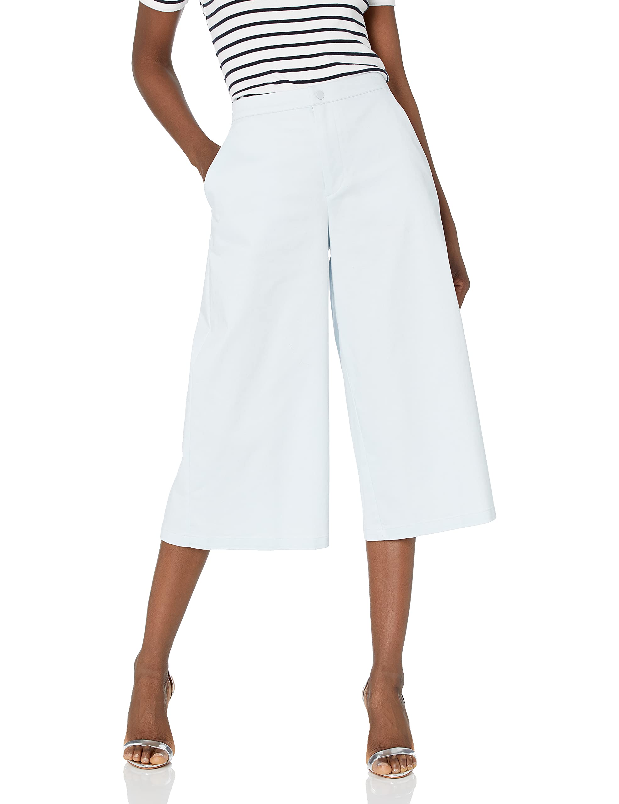 BCBGeneration Women's Chambray Wide Leg Pants - High Waisted Casual Trousers for Work & Weekend Outfits | Comfortable Stretch Denim for Spring & Summer Fashion
