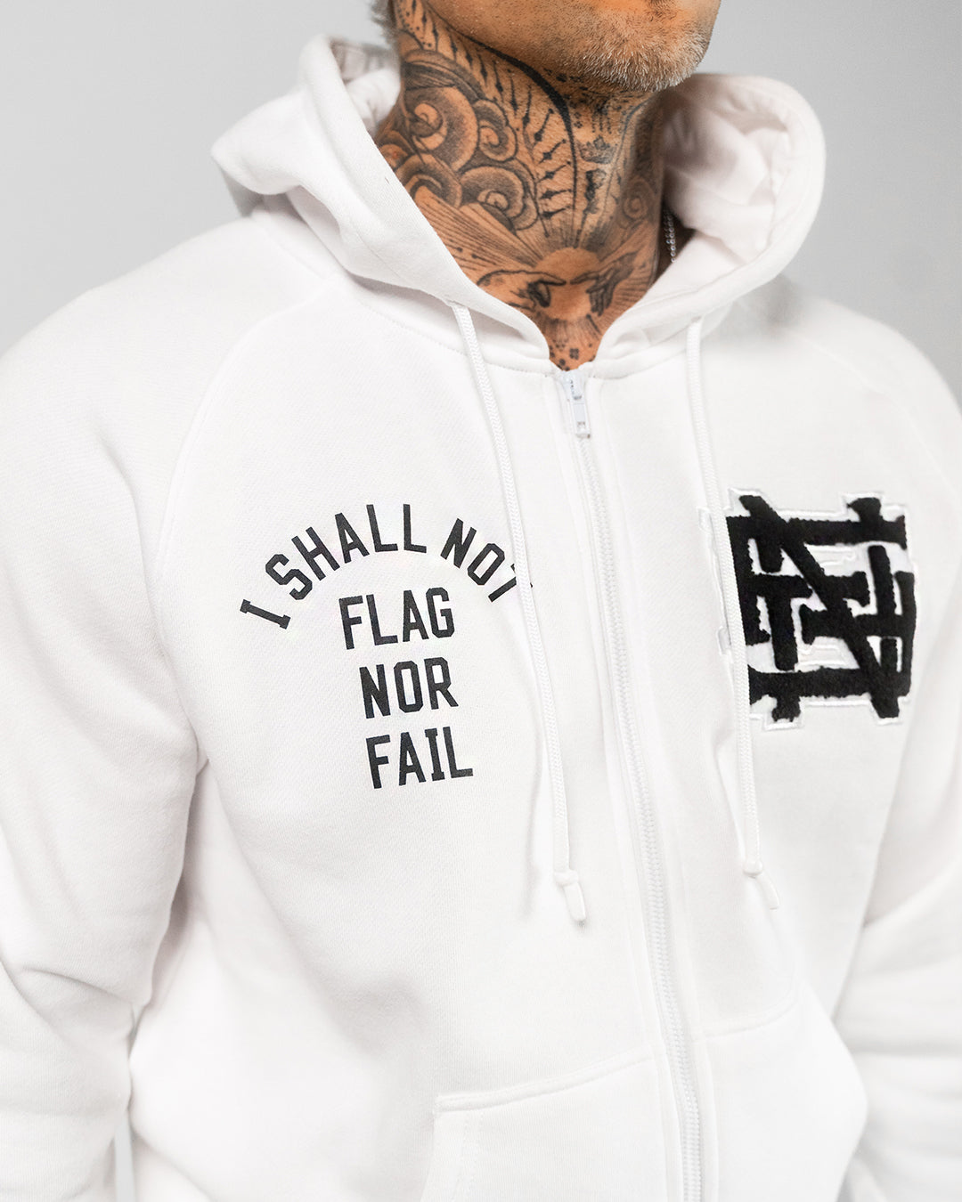 Varsity Patch Zip Up Hoodie - White | Trendy College Letterman Jacket for Men & Women | Perfect for Casual Wear, Sports Events & Campus Style