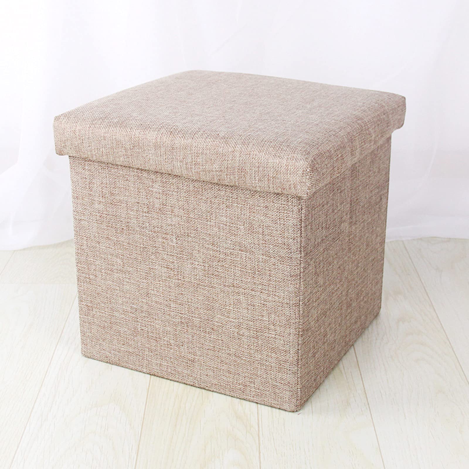 Multipurpose Storage Box Stool - Foldable Ottoman Footrest for Living Room, Bedroom, Office - Organize Clothes, Shoes, Toys, Magazines - Compact 40x25x25cm - Khaki Home Decor Storage Solution