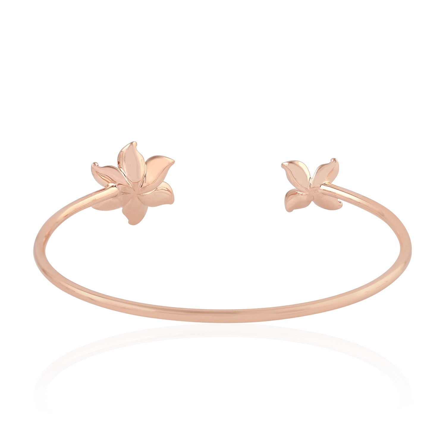 18k Rose Gold Micro Pave Diamond Daisy Open Cuff Bracelet - Elegant Floral Jewelry for Women, Perfect for Weddings, Anniversaries & Special Occasions