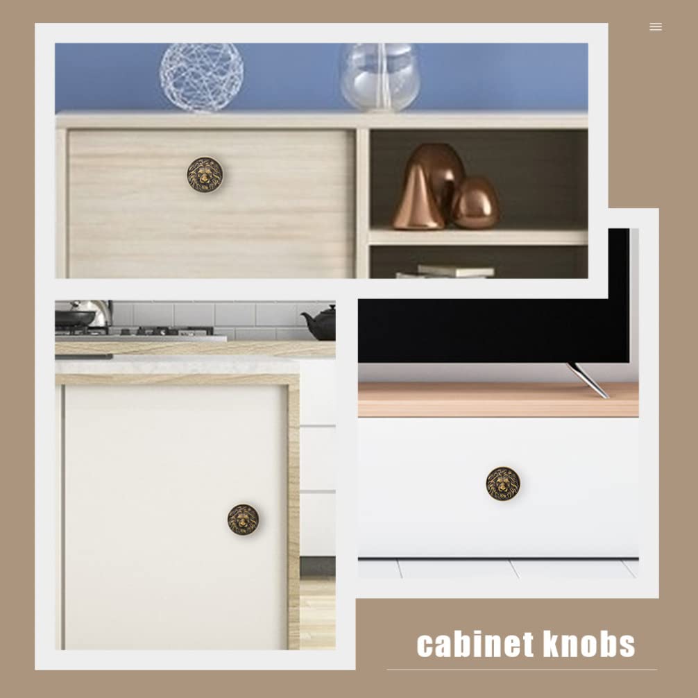 Lion Head Cabinet Knob - 2pcs Zinc Alloy Drawer Pulls for Kitchen & Bathroom