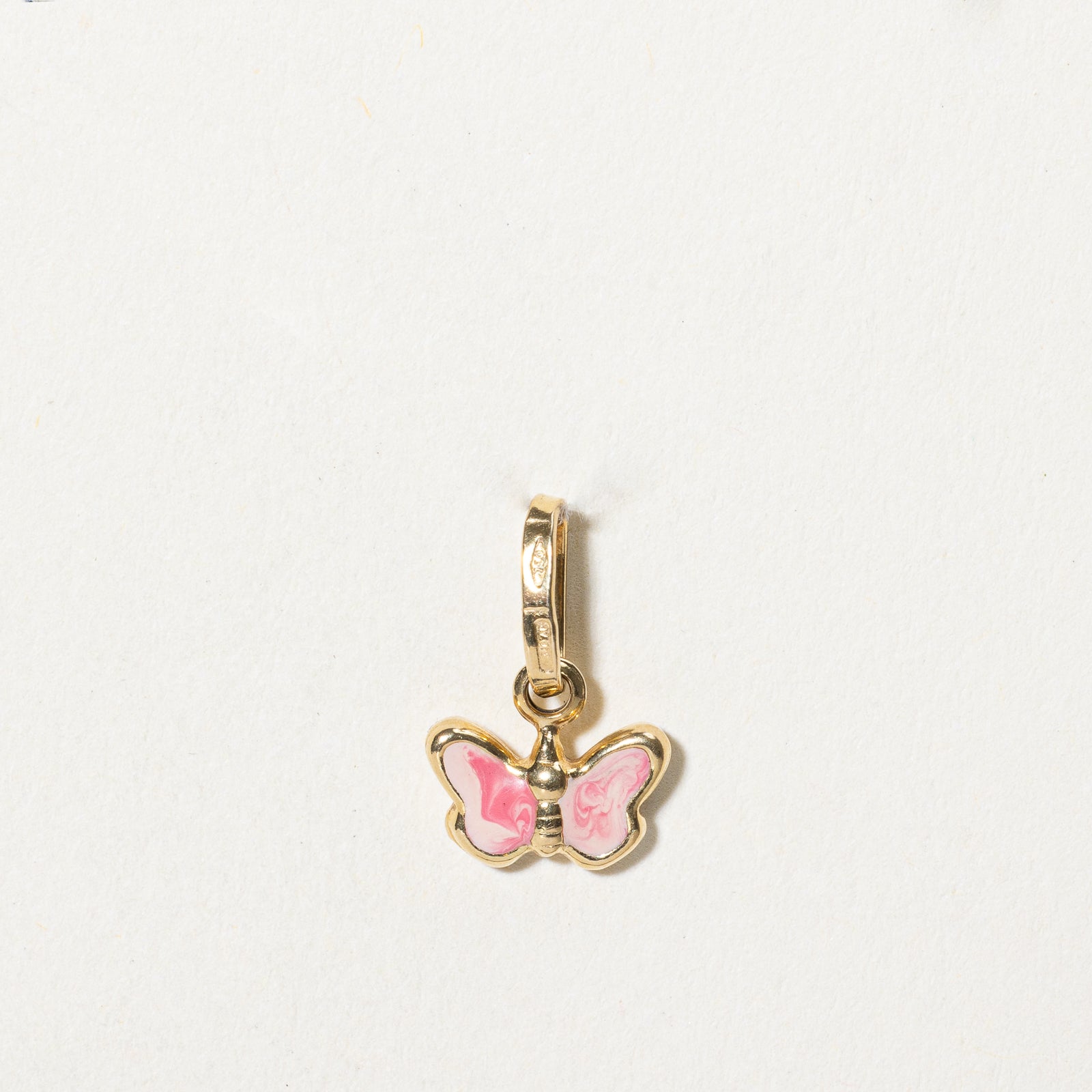 14K Yellow Gold Pink Butterfly Charm Pendant - Elegant Jewelry Gift for Women, Girls - Perfect for Birthday, Anniversary, Valentine's Day & Everyday Wear