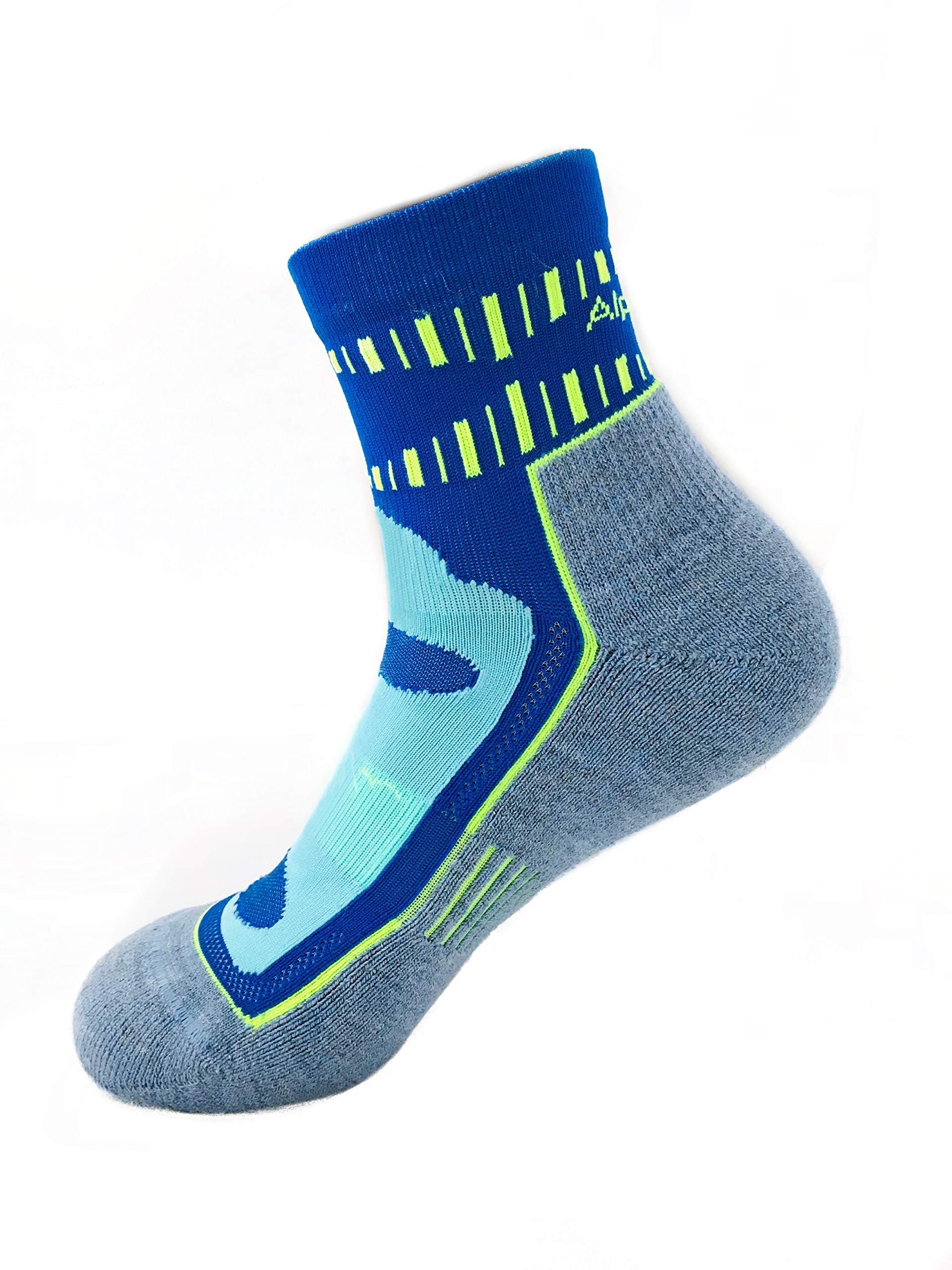 Premium Alpaca Hiking Socks for Men - Moisture Wicking, Comfort Control Mid Crew Socks (Blue, Large) - Perfect for Outdoor Adventures, Camping & Trail Running - Size Women 10-12 / Men 9-11