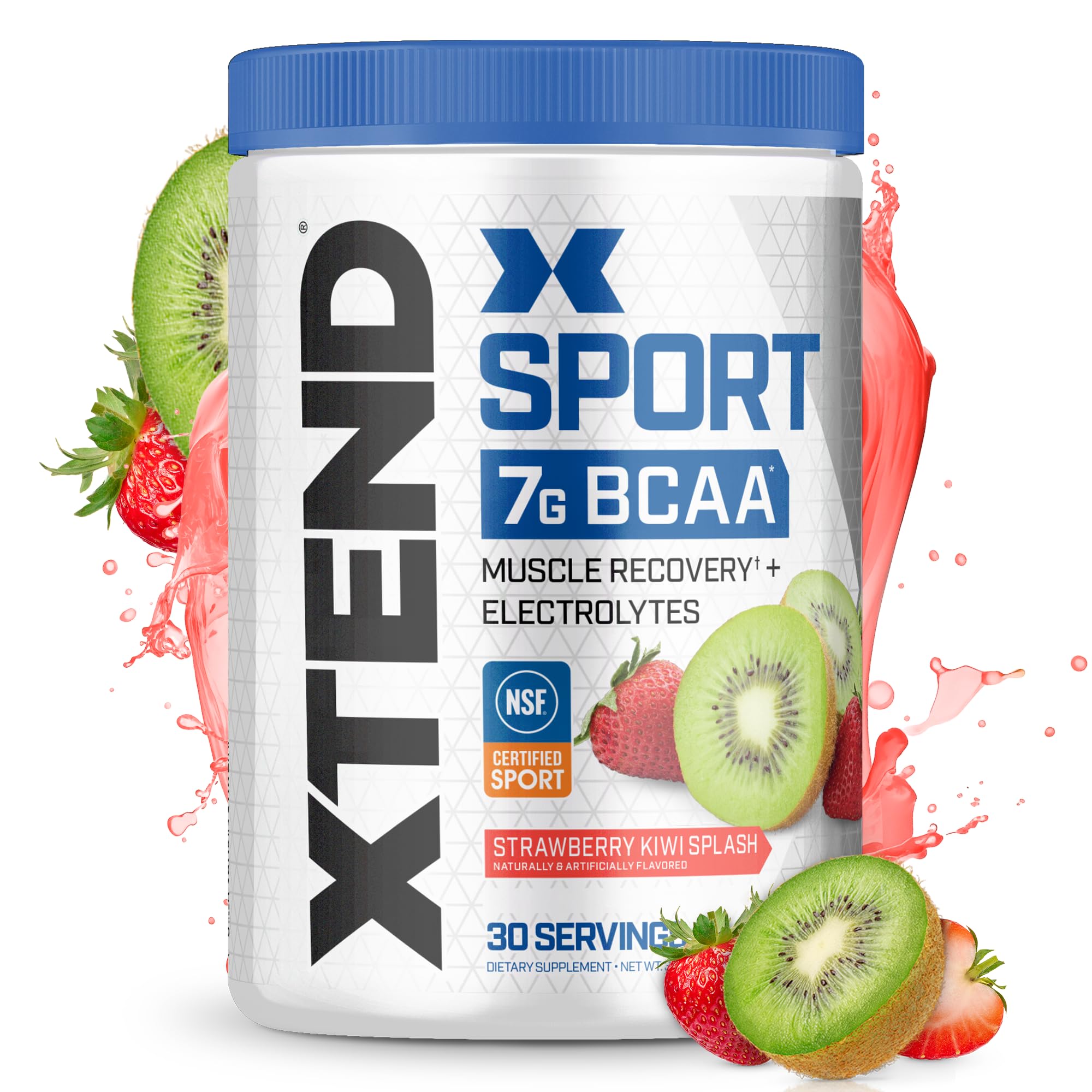 XTEND Sport BCAA Powder Strawberry Kiwi Splash - Electrolyte Powder for Recovery & Hydration with Essential Amino Acids - 30 Servings - Post Workout Drink for Athletes & Fitness Enthusiasts