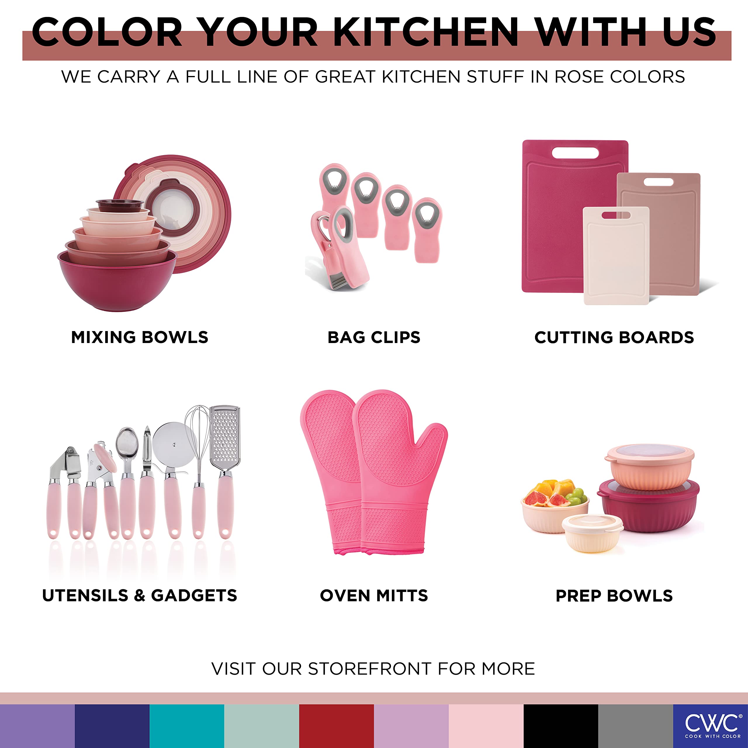 COOK WITH COLOR 粉色迷你硅胶厨具套装，易清洁不粘锅专用烹饪工具，厨房小工具套装，适合烘焙、煎炒、搅拌等多种烹饪场景