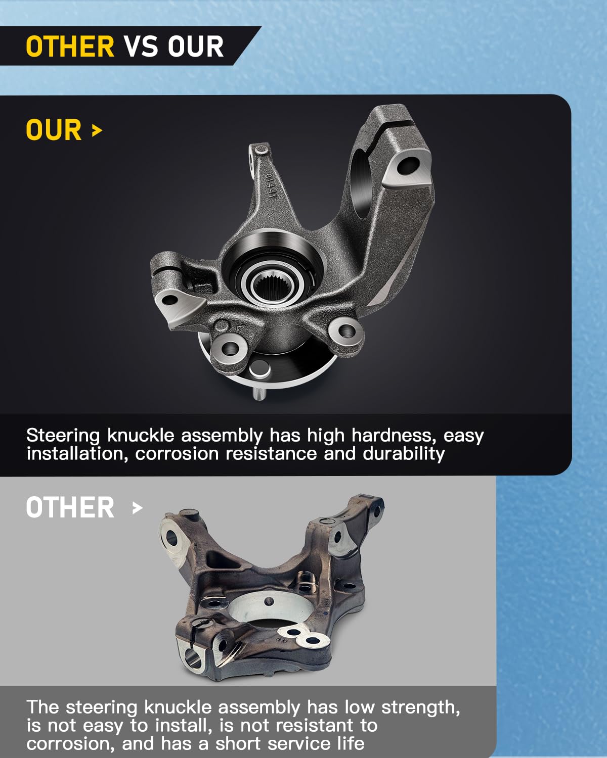 OCPTY Front Wheel Hub Bearing & Steering Knuckle Assembly Pair - Compatible with 2006-2011 Ford Focus 2.0L (Driver & Passenger Side) - 2 Pack (698-407, 698-406, LK003, LK004) - Perfect for Smooth Ride & Wheel Alignment Repair