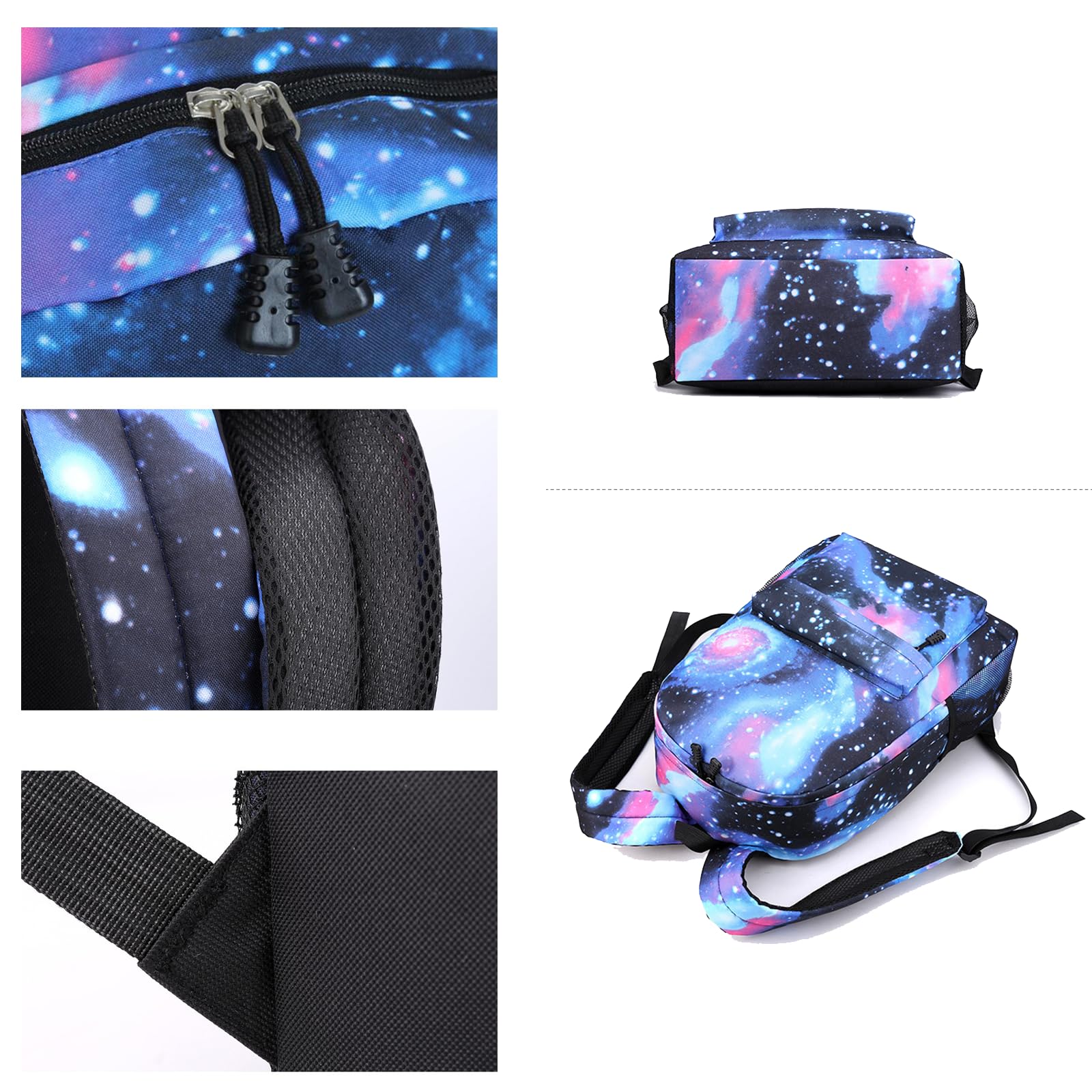 3-Piece Panda Print Backpack Set for Boys & Girls - 17 Inch School Book Bag with Lunch Box & Pencil Pouch - Cute Black Panda Design for School, Travel & Sports Activities