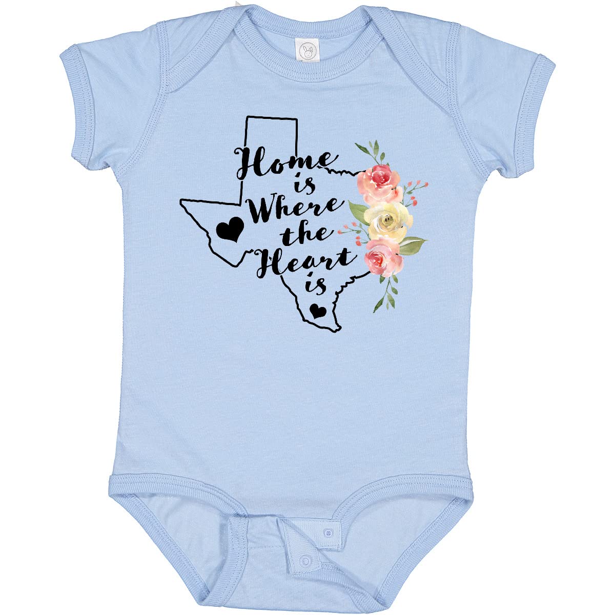 Inktastic Texas Home is Where The Heart is Watercolor Floral Baby Bodysuit - Soft & Comfortable Infant Onesie for Newborns, Photo Shoots & Family Outings