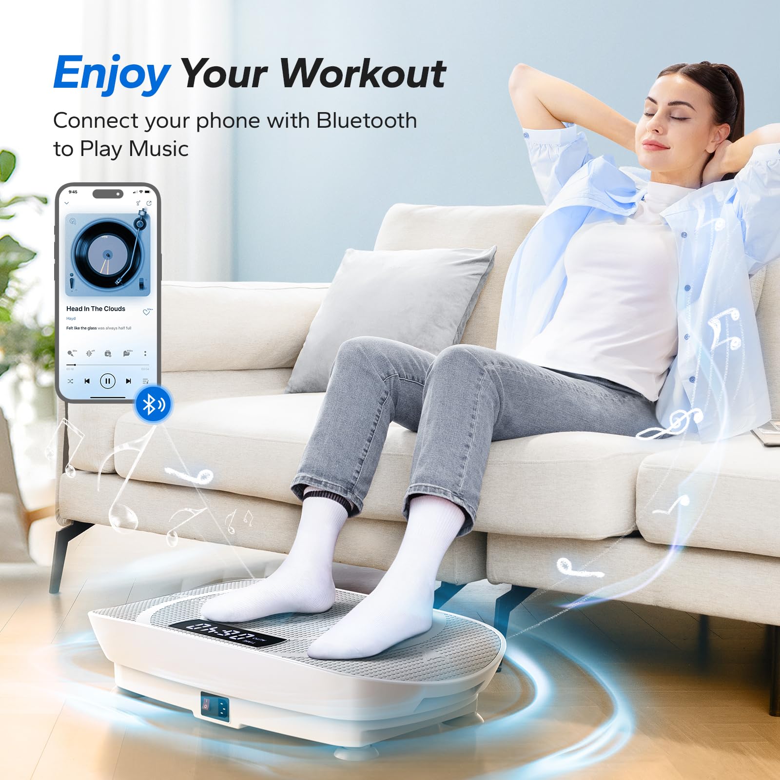MERACH Vibration Plate Exercise Machine - Full Body Workout Equipment for Women & Men with Bluetooth & Silicone Pedals | Vibration Platform for Lymphatic Drainage, Weight Loss & Home Fitness | Perfect for Small Spaces, Post-Workout Recovery & Toning