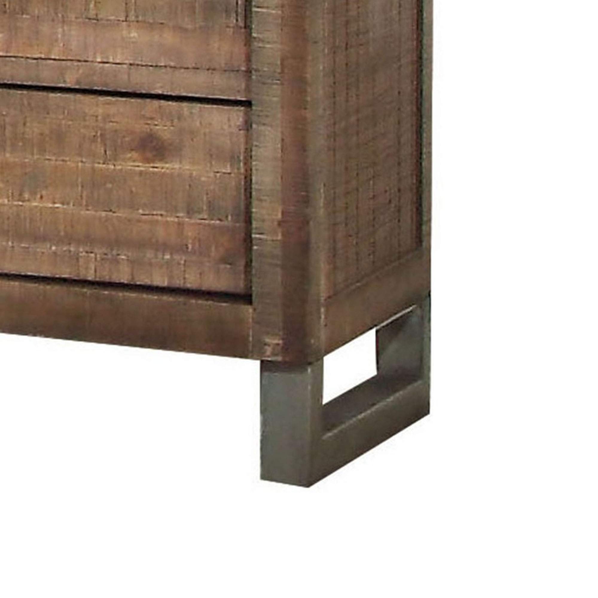 Benzara Modern Style 3-Drawer Wood Nightstand - Solid Wood Bedside Table with Storage, Brown Finish for Bedroom Decor & Home Organization