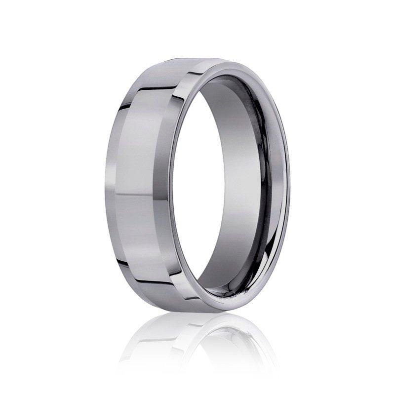 7mm Tungsten Carbide Men's Wedding Band - Bevel Edge Design for Comfort & Durability - Perfect for Engagements, Anniversaries, and Everyday Wear
